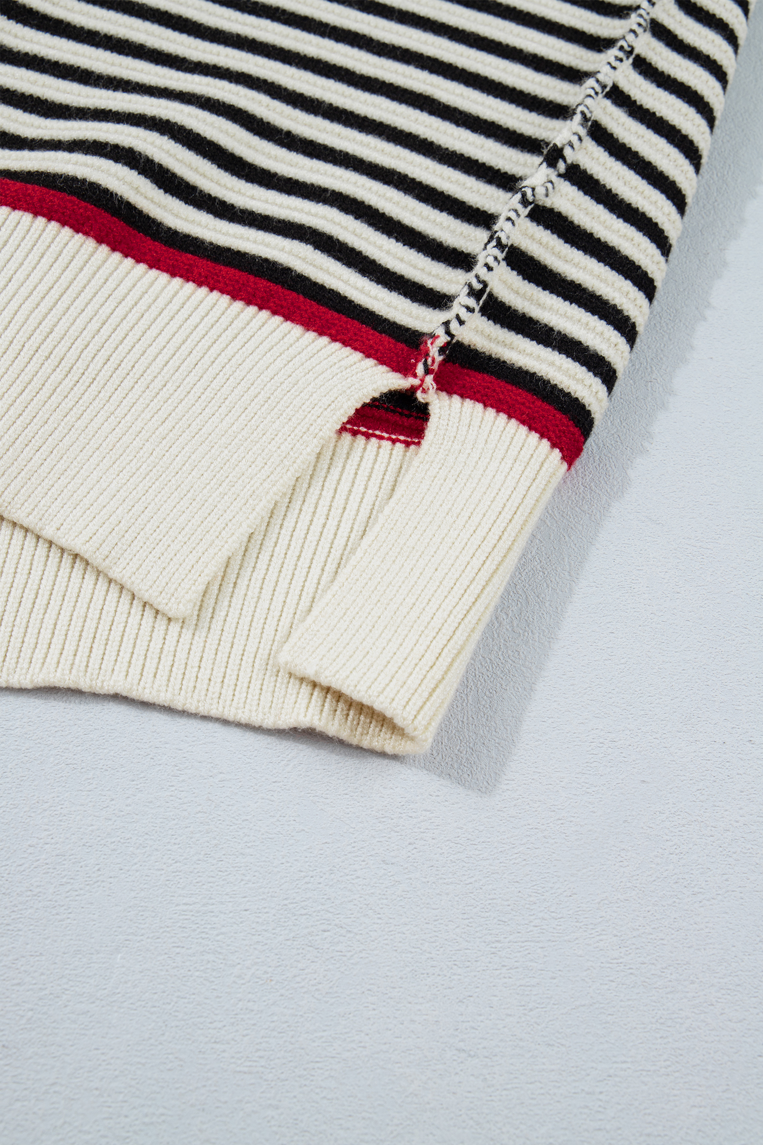 Women's Striped Oversized Sweater, Casual Long Sleeve Knit - Detail View 10 Women's Striped Oversized Sweater, Casual Long Sleeve Knit - Detail View 10