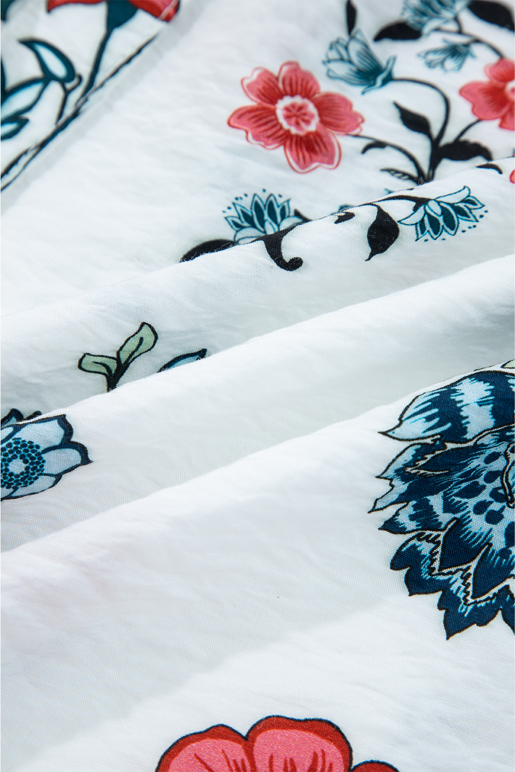 Elegant V Neck Button Down Shirt for Daily Wear - Fresh White Floral Style - Detail View 11 Elegant V Neck Button Down Shirt for Daily Wear - Fresh White Floral Style - Detail View 11