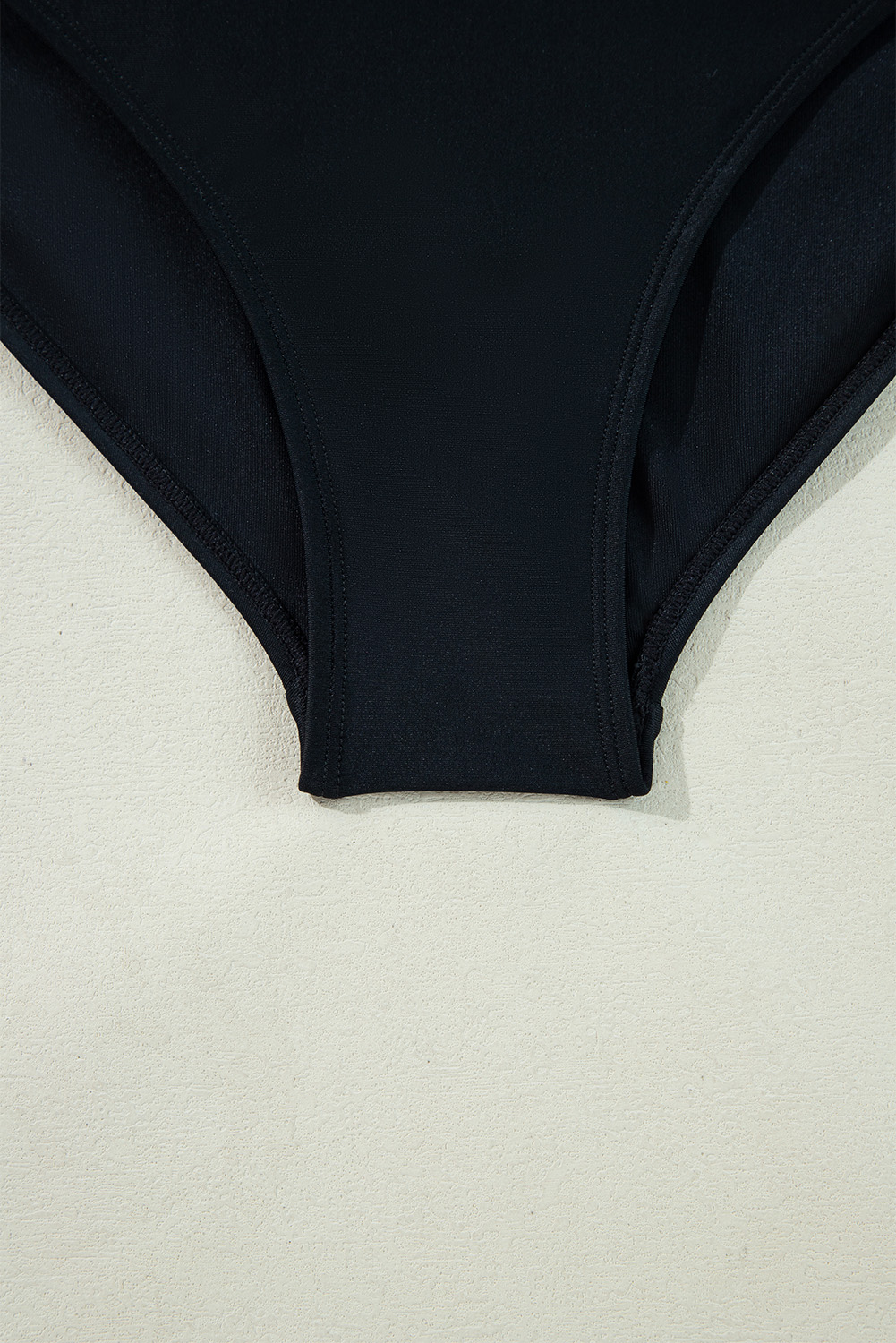Women's Elegant Black Color Contrast Ruffled Wrap V Neck One-Piece Swimsuit - Detail View 25 Women's Elegant Black Color Contrast Ruffled Wrap V Neck One-Piece Swimsuit - Detail View 25