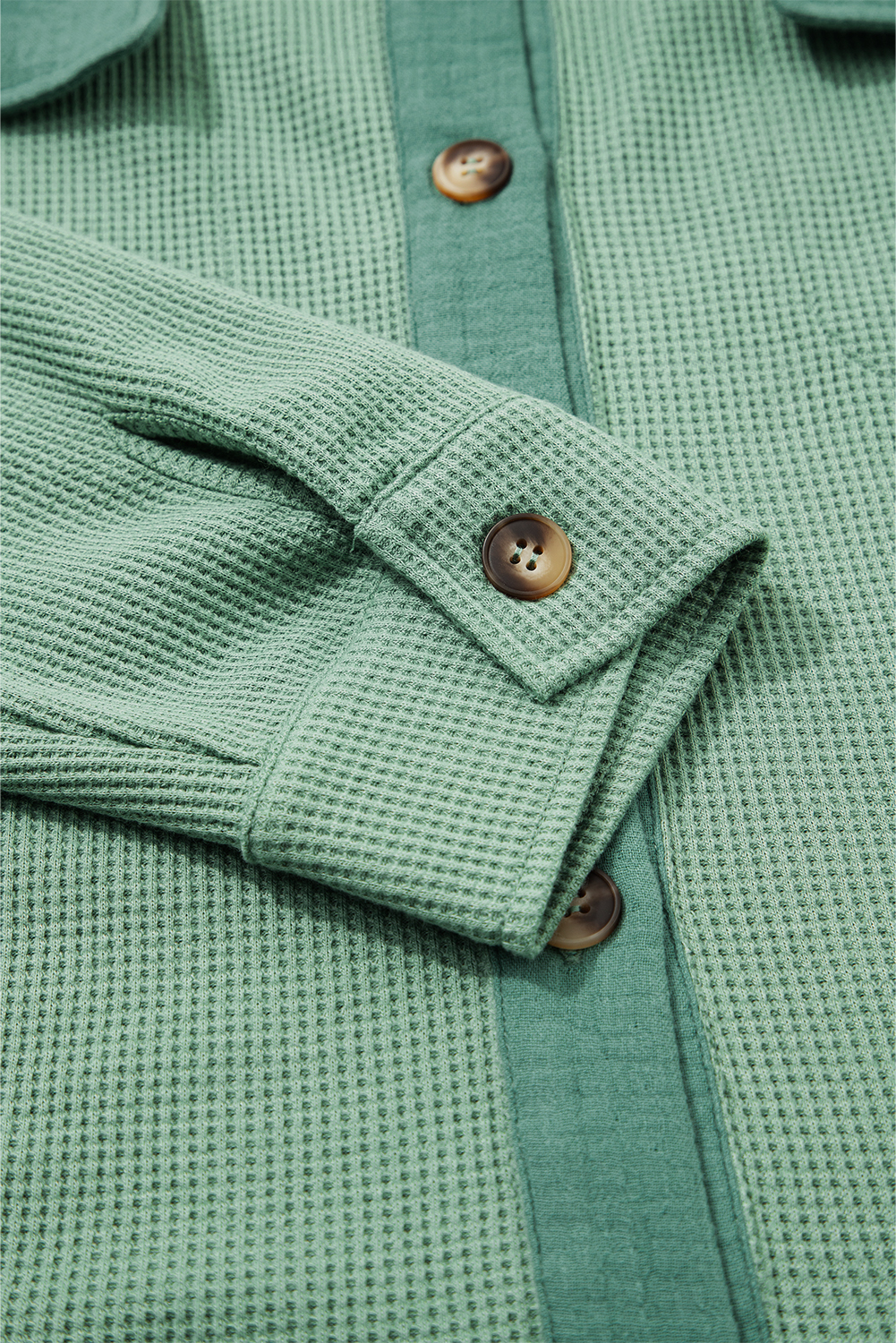 Casual Long Sleeve Waffle Knit Button Up Shirt - Perfect for Fall - Detail View 10 Casual Long Sleeve Waffle Knit Button Up Shirt - Perfect for Fall - Detail View 10