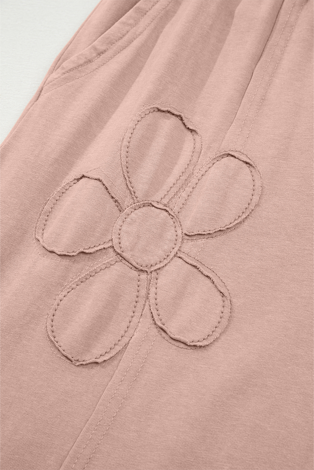 Women's Casual Buckskin High Waist Wide Leg Cropped Pants – Floral Patch Design for Everyday Comfort and Versatility - Detail View 9 Women's Casual Buckskin High Waist Wide Leg Cropped Pants – Floral Patch Design for Everyday Comfort and Versatility - Detail View 9