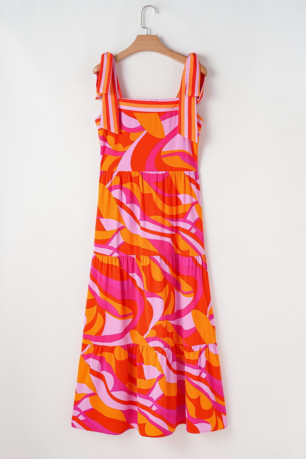 Elegant Sleeveless Summer Dress - Red Abstract Print for Daily Wear and Beach Outings - Detail View 7 Elegant Sleeveless Summer Dress - Red Abstract Print for Daily Wear and Beach Outings - Detail View 7