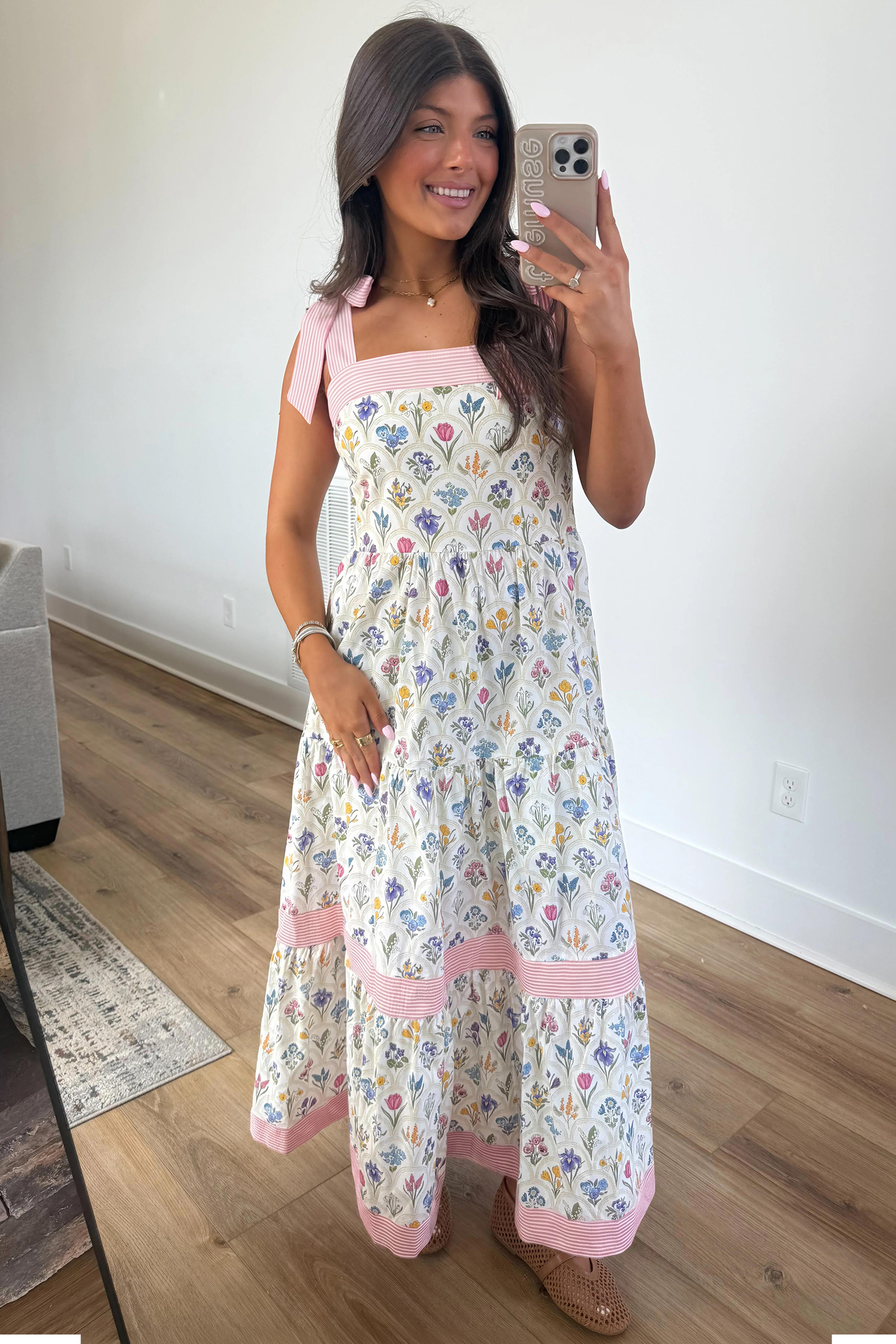 Women's Floral Southern Belle Maxi Dress - Tiered Summer Gift - Detail View 6 Women's Floral Southern Belle Maxi Dress - Tiered Summer Gift - Detail View 6
