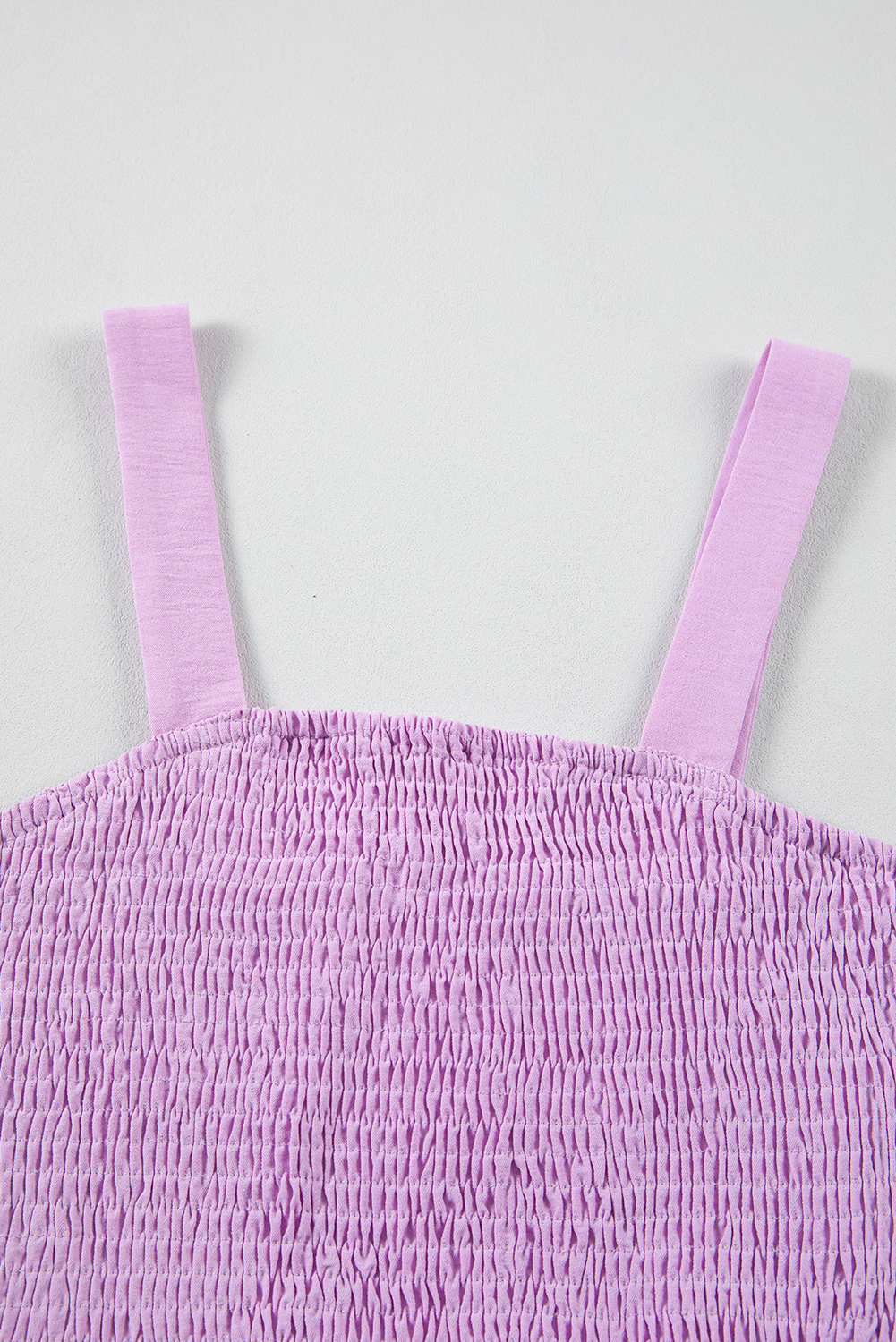 Summer Purple Romper for Women – Smocked Sleeveless Jumpsuit - Detail View 11 Summer Purple Romper for Women – Smocked Sleeveless Jumpsuit - Detail View 11