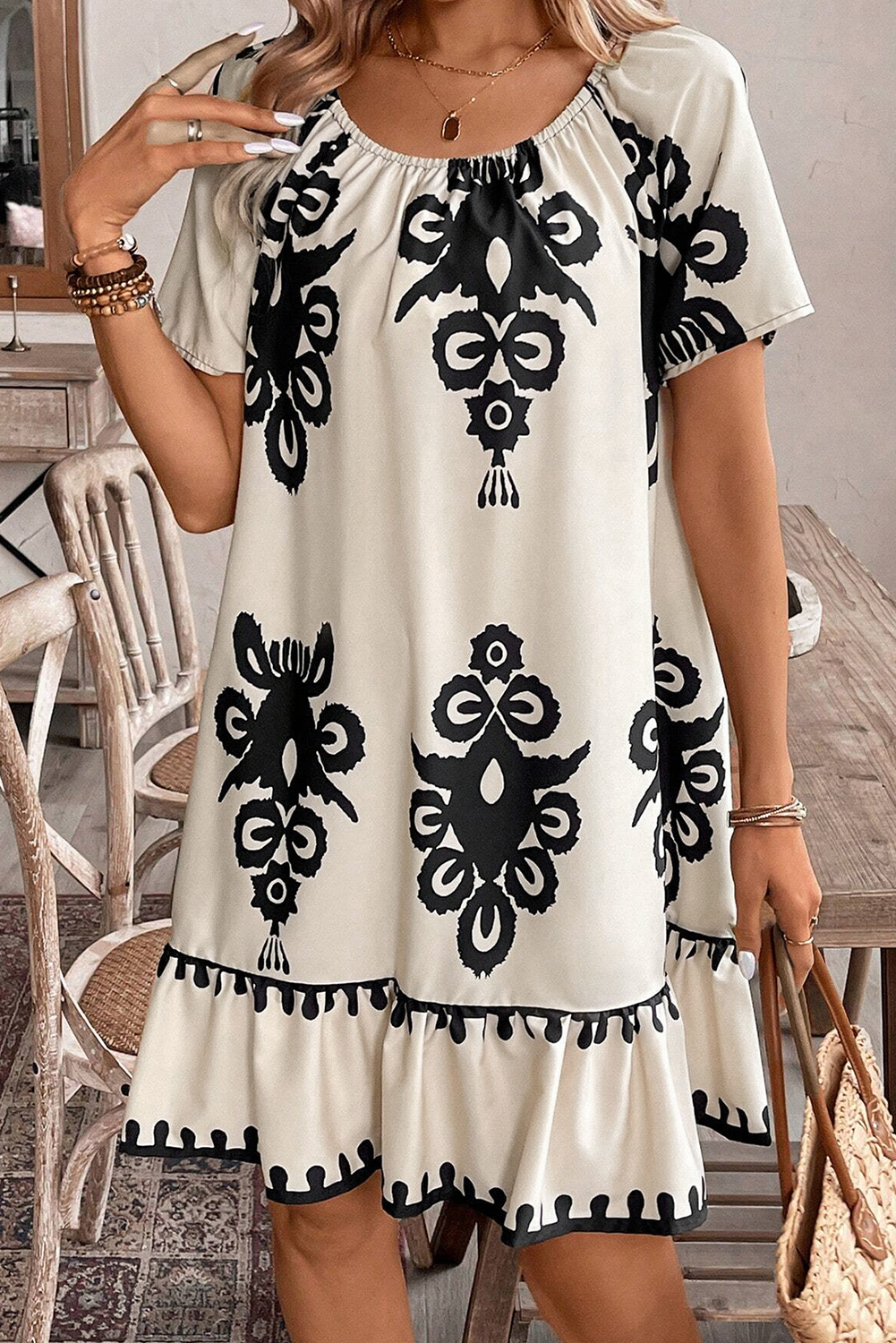 Lightweight and Comfy Apricot Dress - Perfect for Daily Wear and Vacations - Detail View 3 Lightweight and Comfy Apricot Dress - Perfect for Daily Wear and Vacations - Detail View 3