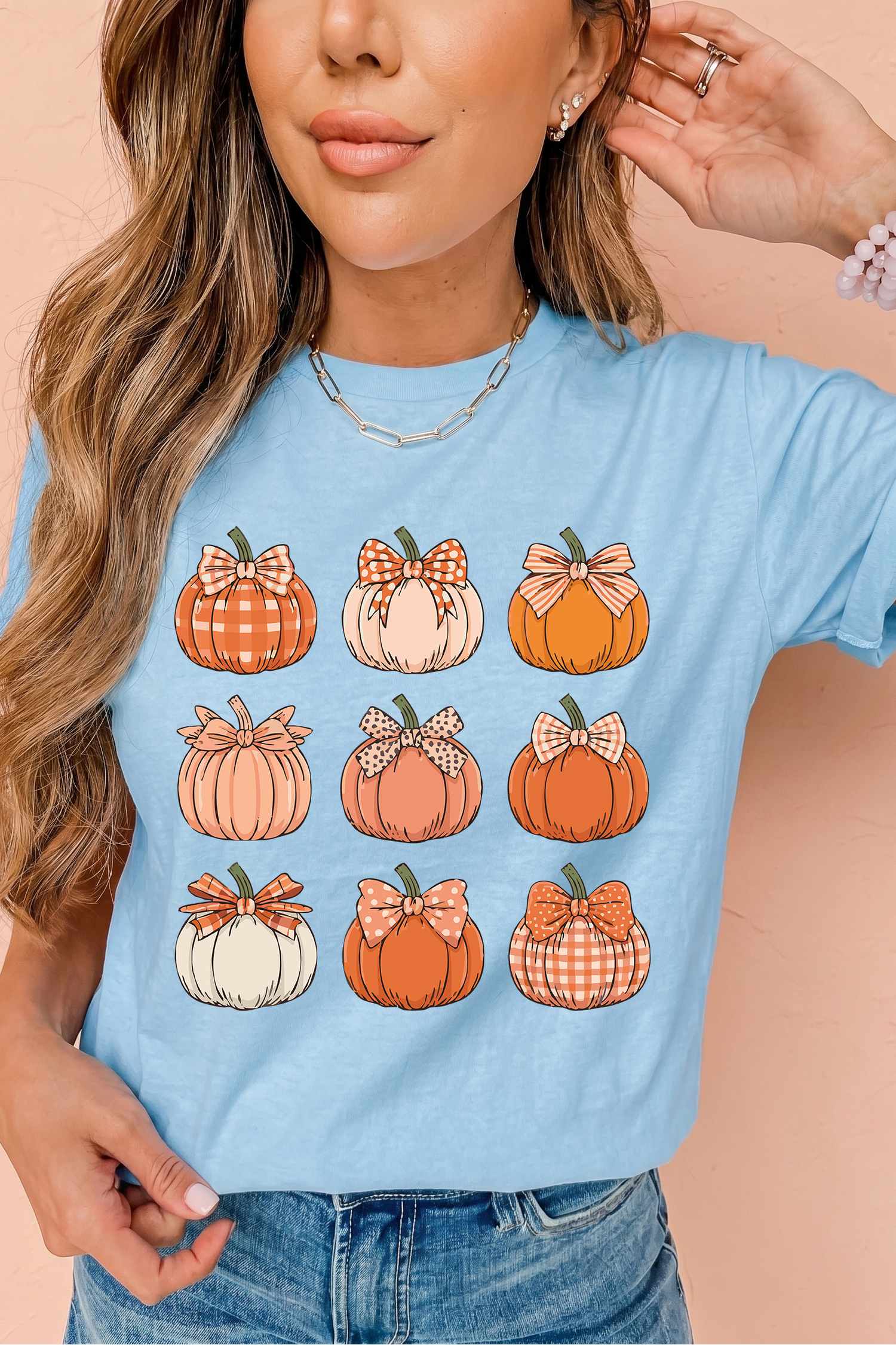 Casual Seasonal Graphic T Shirt, Light Blue Shift Style - Detail View 6 Casual Seasonal Graphic T Shirt, Light Blue Shift Style - Detail View 6