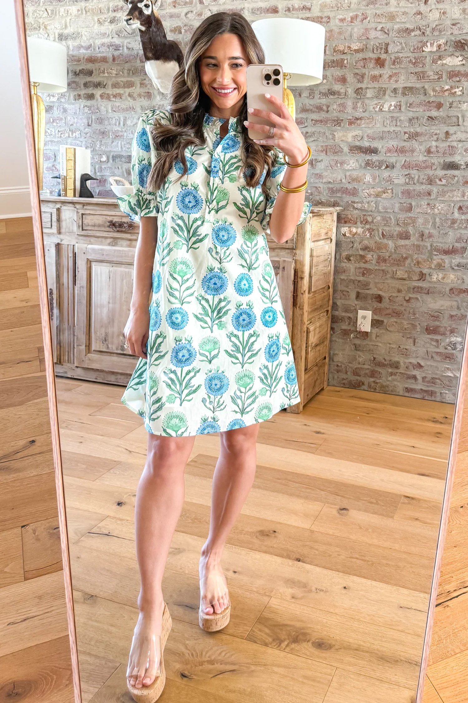 Women's Casual Floral Mini Dress – Puff Sleeve Summer Outfit - Detail View 6 Women's Casual Floral Mini Dress – Puff Sleeve Summer Outfit - Detail View 6