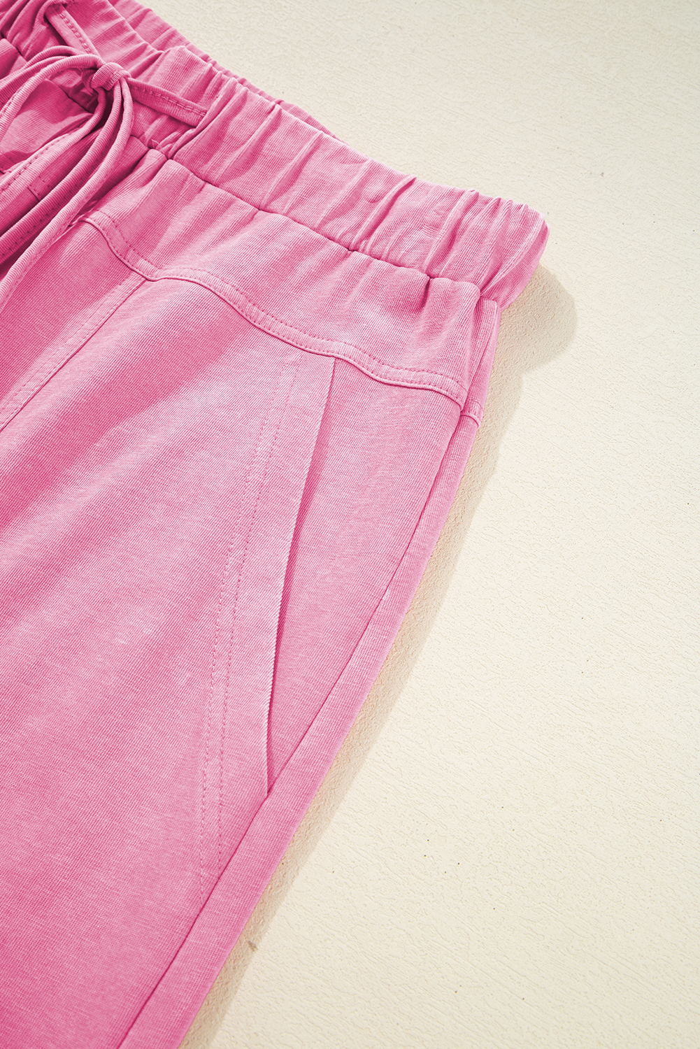 Women's Bonbon Mineral Wash High Waist Wide Leg Cargo Pants with Drawstring - Detail View 13 Women's Bonbon Mineral Wash High Waist Wide Leg Cargo Pants with Drawstring - Detail View 13