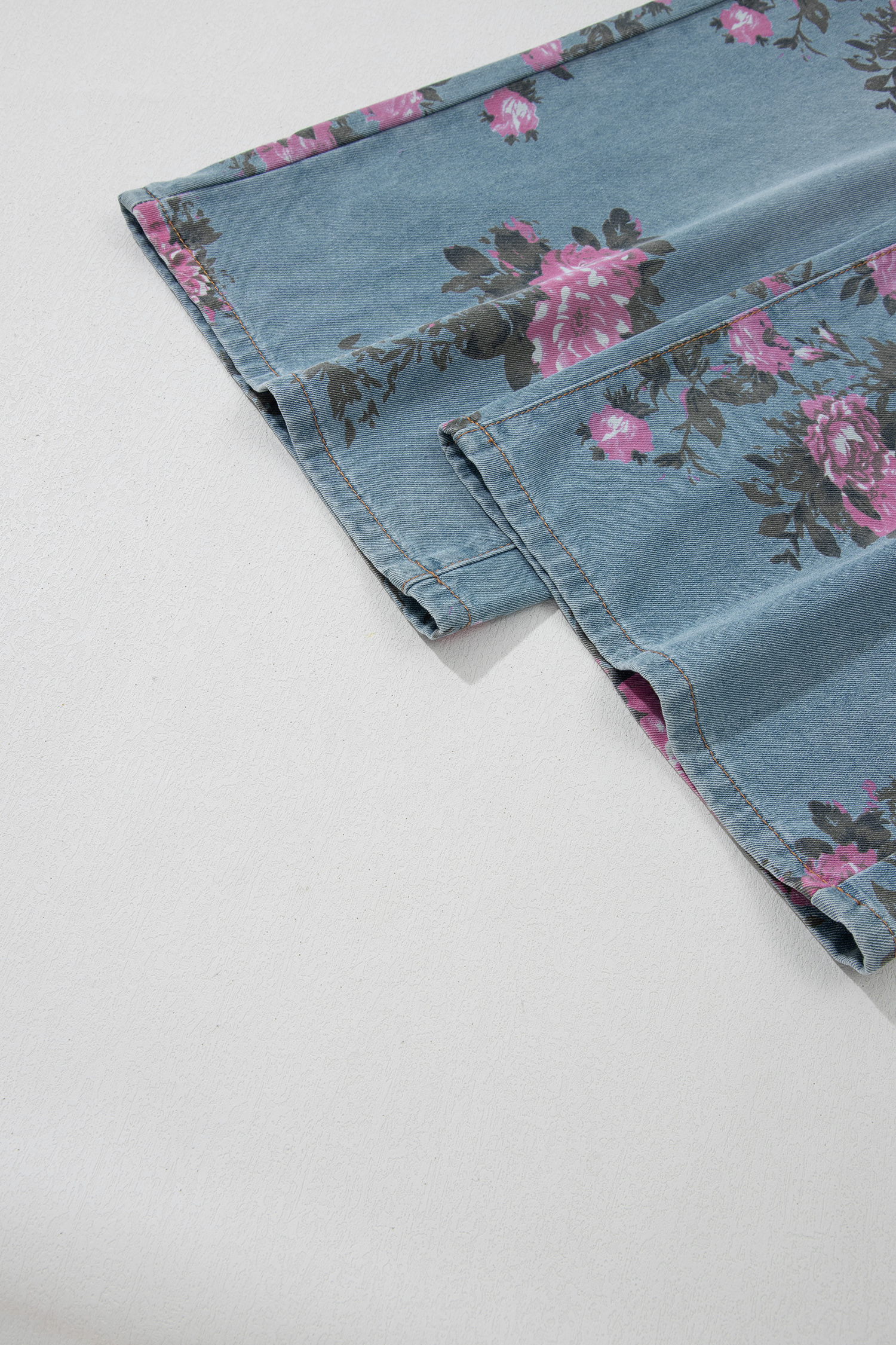 Sky Blue Floral Print Bootcut Jeans for Teens & Adults – Versatile Denim Gift for Any Season - Detail View 9 Sky Blue Floral Print Bootcut Jeans for Teens & Adults – Versatile Denim Gift for Any Season - Detail View 9