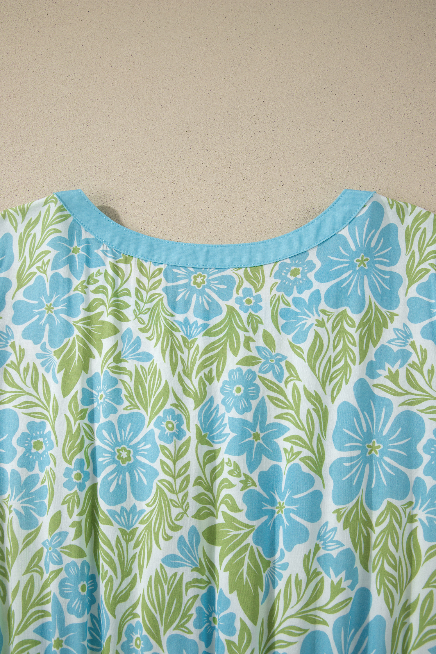 Sky Blue Floral Print Mini Dress for Women – High Waist Ruffle Short Sleeve Summer Style - Detail View 7 Sky Blue Floral Print Mini Dress for Women – High Waist Ruffle Short Sleeve Summer Style - Detail View 7