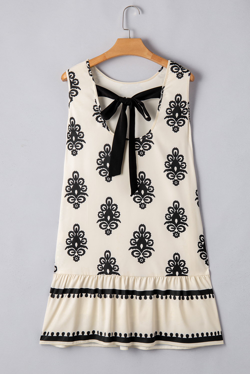 Women's Geometric Print Mini Dress, Sleeveless Boho Vacation - Detail View 10 Women's Geometric Print Mini Dress, Sleeveless Boho Vacation - Detail View 10