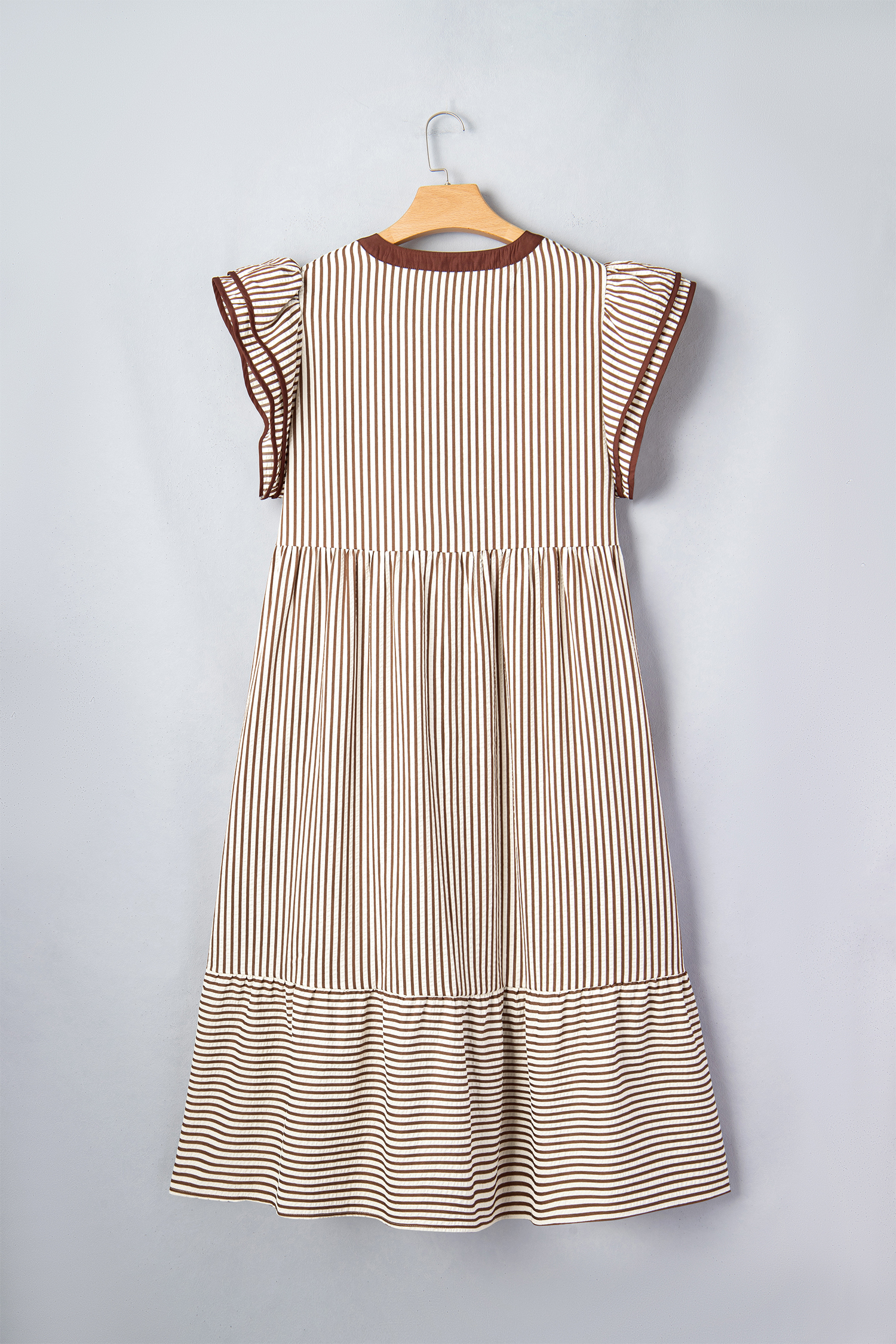 Southern Belle Style Maxi Dress – Plus Size Striped V Neck Dress with Flutter Sleeves for Summer - Detail View 12 Southern Belle Style Maxi Dress – Plus Size Striped V Neck Dress with Flutter Sleeves for Summer - Detail View 12