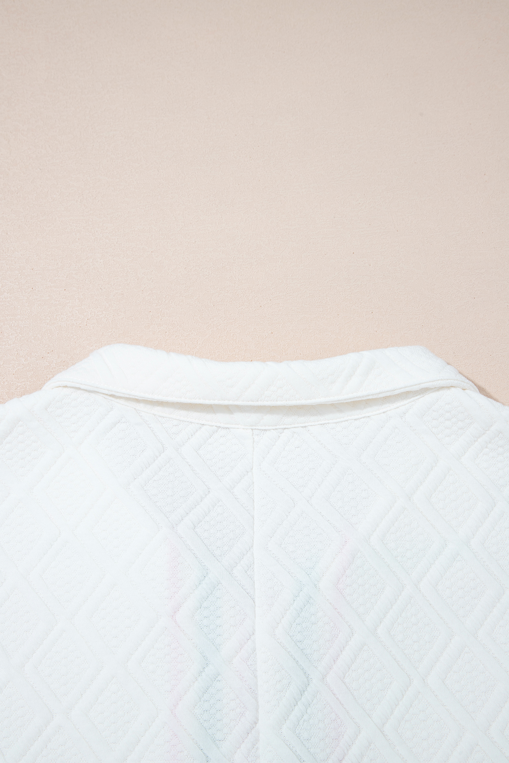 Chic Summer Blouse with Half Puff Sleeves and Zipper Detail - White - Detail View 10 Chic Summer Blouse with Half Puff Sleeves and Zipper Detail - White - Detail View 10