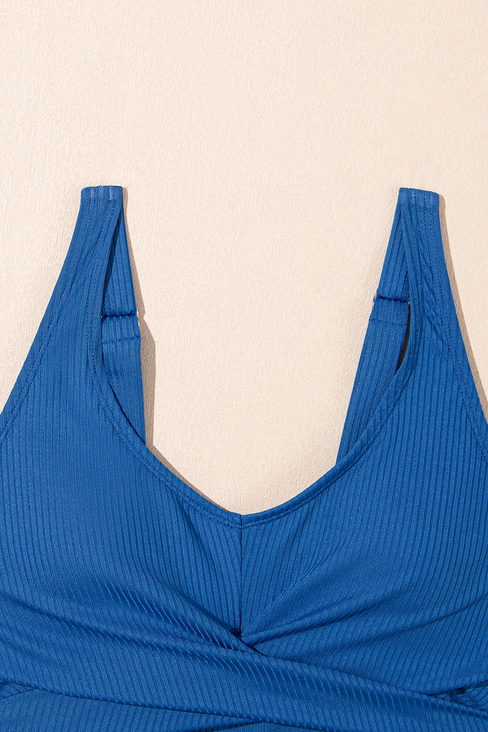 Chic Sky Blue Ribbed Knit Crossed Detail Tank Skort – Versatile Summer Swimwear for Women - Detail View 17 Chic Sky Blue Ribbed Knit Crossed Detail Tank Skort – Versatile Summer Swimwear for Women - Detail View 17