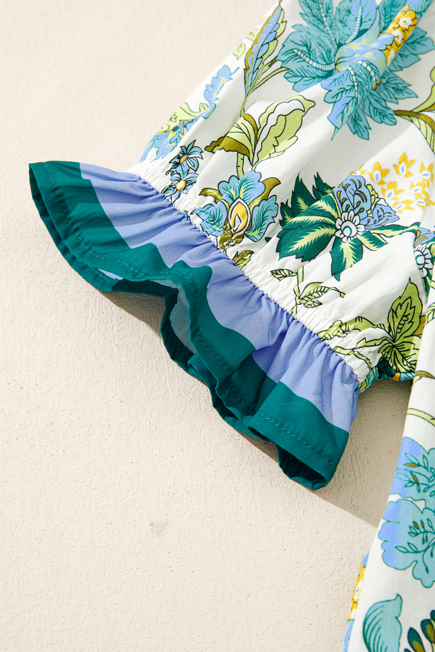 Southern Belle Inspired Beige Floral Blouse – Perfect for Daily Wear and Summer Vacations - Detail View 12 Southern Belle Inspired Beige Floral Blouse – Perfect for Daily Wear and Summer Vacations - Detail View 12