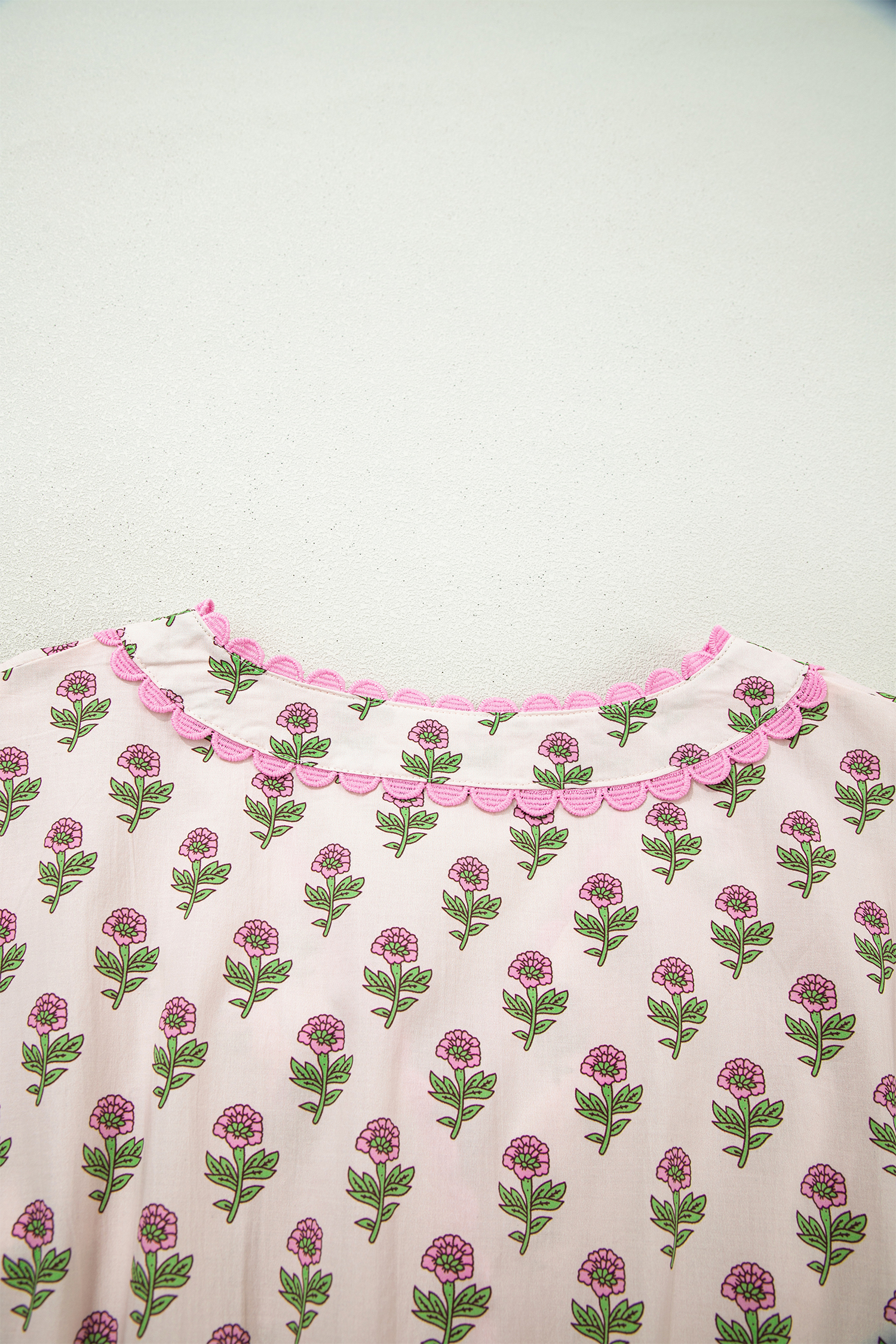 Chic Pink Floral Print Long Dress for Women – Short Sleeve, Perfect for Vacation & Daily Wear - Detail View 8 Chic Pink Floral Print Long Dress for Women – Short Sleeve, Perfect for Vacation & Daily Wear - Detail View 8