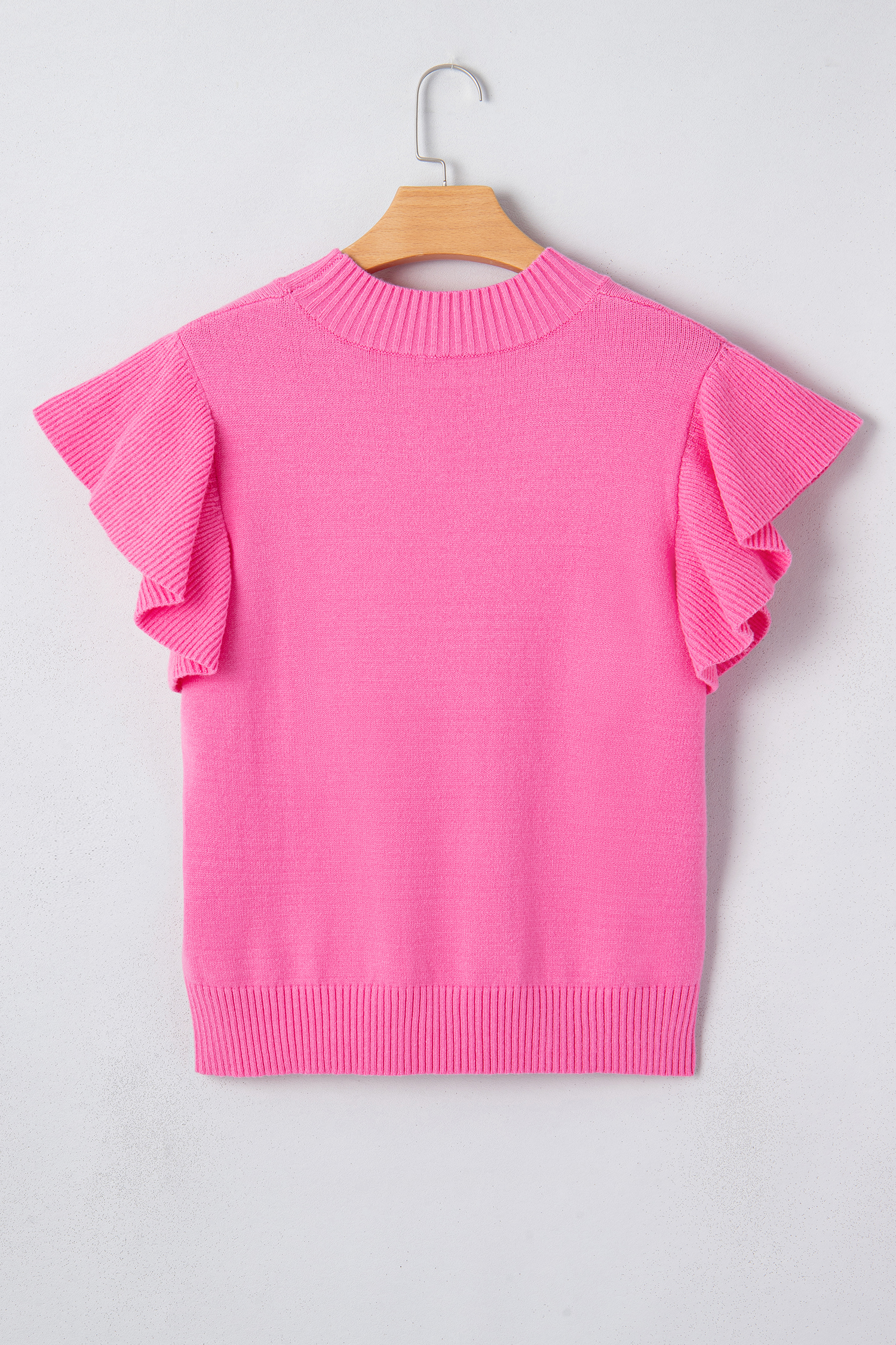 Women's Casual Ruffle Trim Short Sleeve Sweater in Sachet Pink – Perfect for Daily Wear - Detail View 5 Women's Casual Ruffle Trim Short Sleeve Sweater in Sachet Pink – Perfect for Daily Wear - Detail View 5