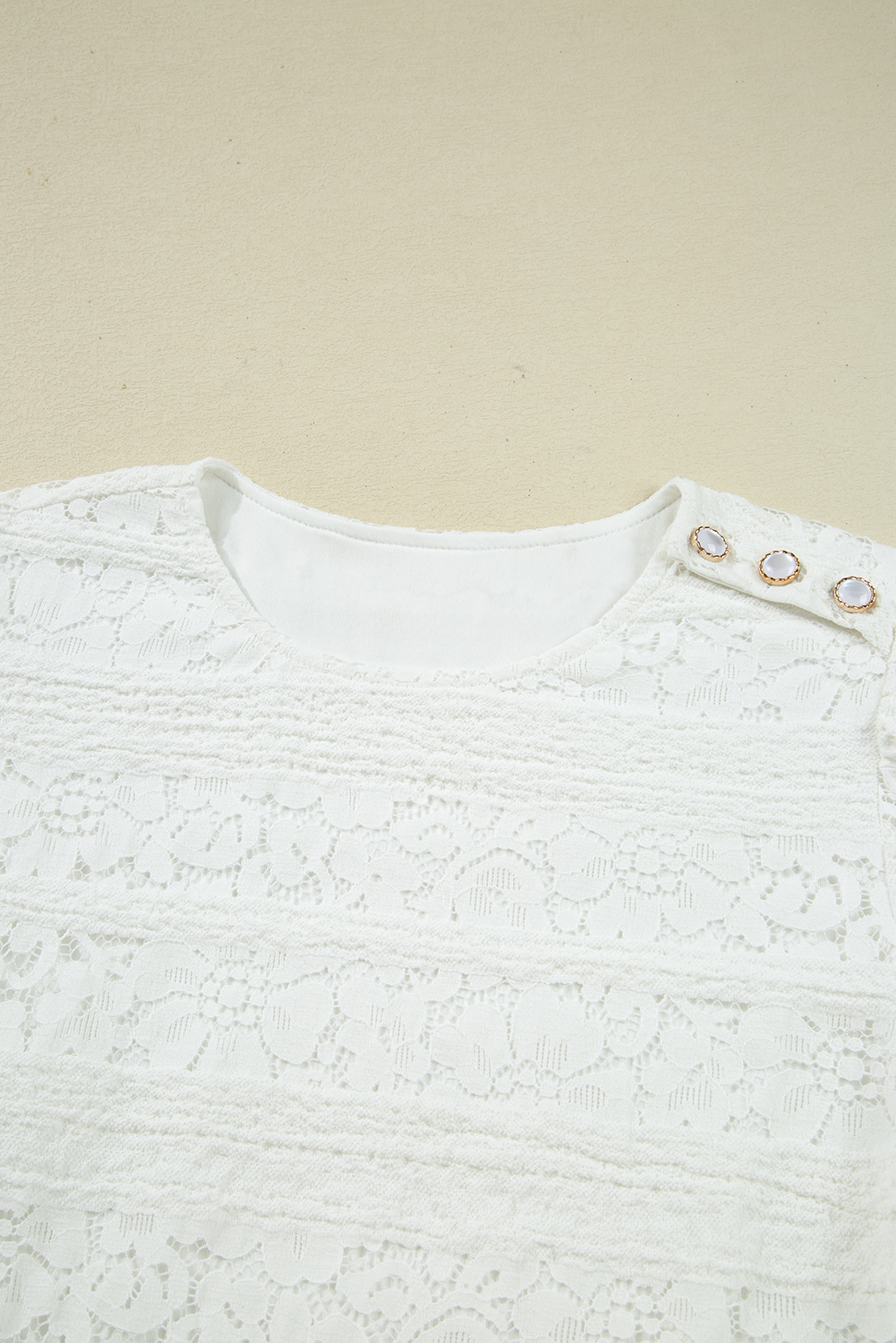 Women's Dress, White Mini Dress, Lace Crochet, Puff Sleeves, Round Neck, Casual Style, Shift Silhouette, Daily Wear, Elegant Fashion, Autumn Outfits, Comfortable Dress, Short Length, Natural Waistline - Detail View 8 Women's Dress, White Mini Dress, Lace Crochet, Puff Sleeves, Round Neck, Casual Style, Shift Silhouette, Daily Wear, Elegant Fashion, Autumn Outfits, Comfortable Dress, Short Length, Natural Waistline - Detail View 8