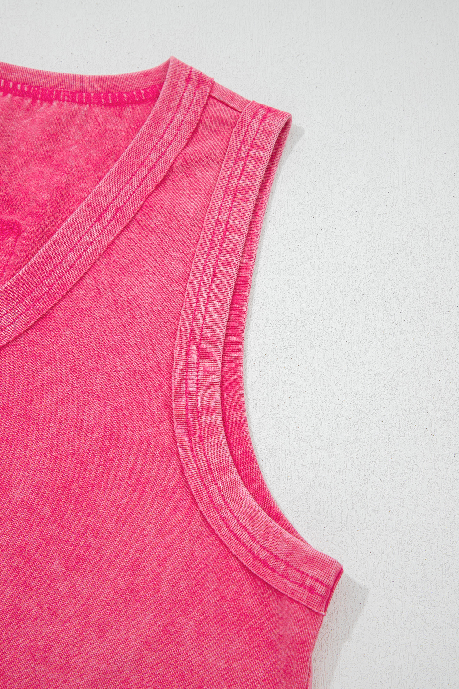 Stylish Rose Red Mineral Wash V Neck Tank Top for Women – Perfect for Daily Wear - Detail View 8 Stylish Rose Red Mineral Wash V Neck Tank Top for Women – Perfect for Daily Wear - Detail View 8