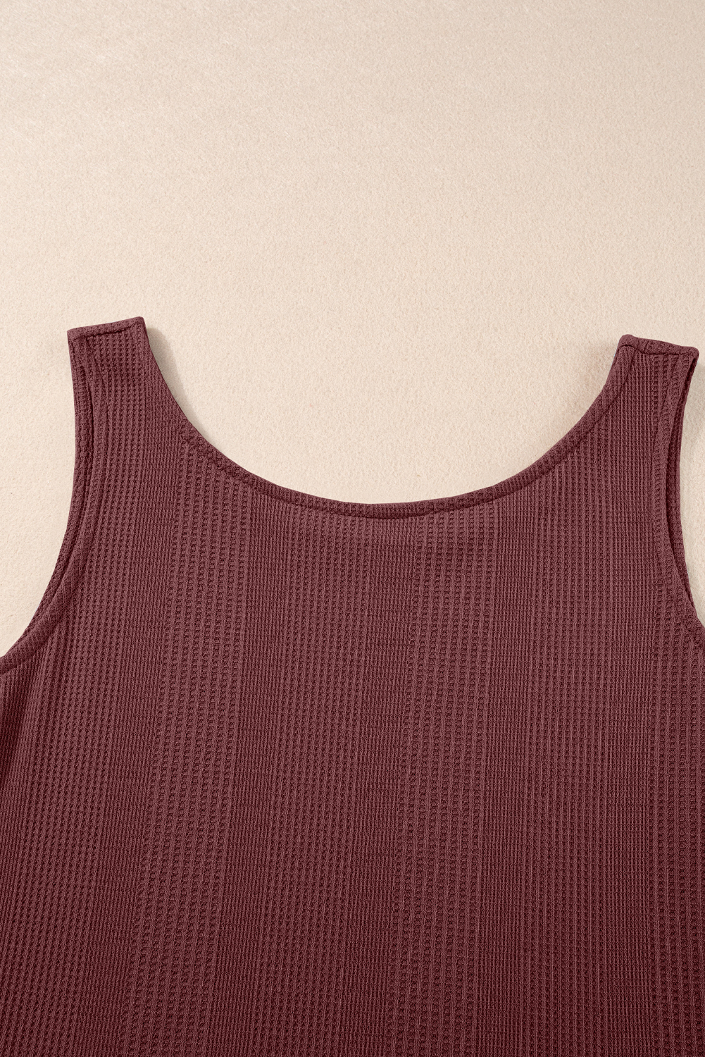 Women's Two Piece Set, Red Dahlia, Ribbed Texture, Ruffle Tank Top, High Waist Pants, Casual Wear, Daily Outfit, Sleeveless Top, Wide Leg Pants, Solid Color, Summer Fashion, Comfortable Loungewear, Easy Layering, Feminine Style - Detail View 16 Women's Two Piece Set, Red Dahlia, Ribbed Texture, Ruffle Tank Top, High Waist Pants, Casual Wear, Daily Outfit, Sleeveless Top, Wide Leg Pants, Solid Color, Summer Fashion, Comfortable Loungewear, Easy Layering, Feminine Style - Detail View 16
