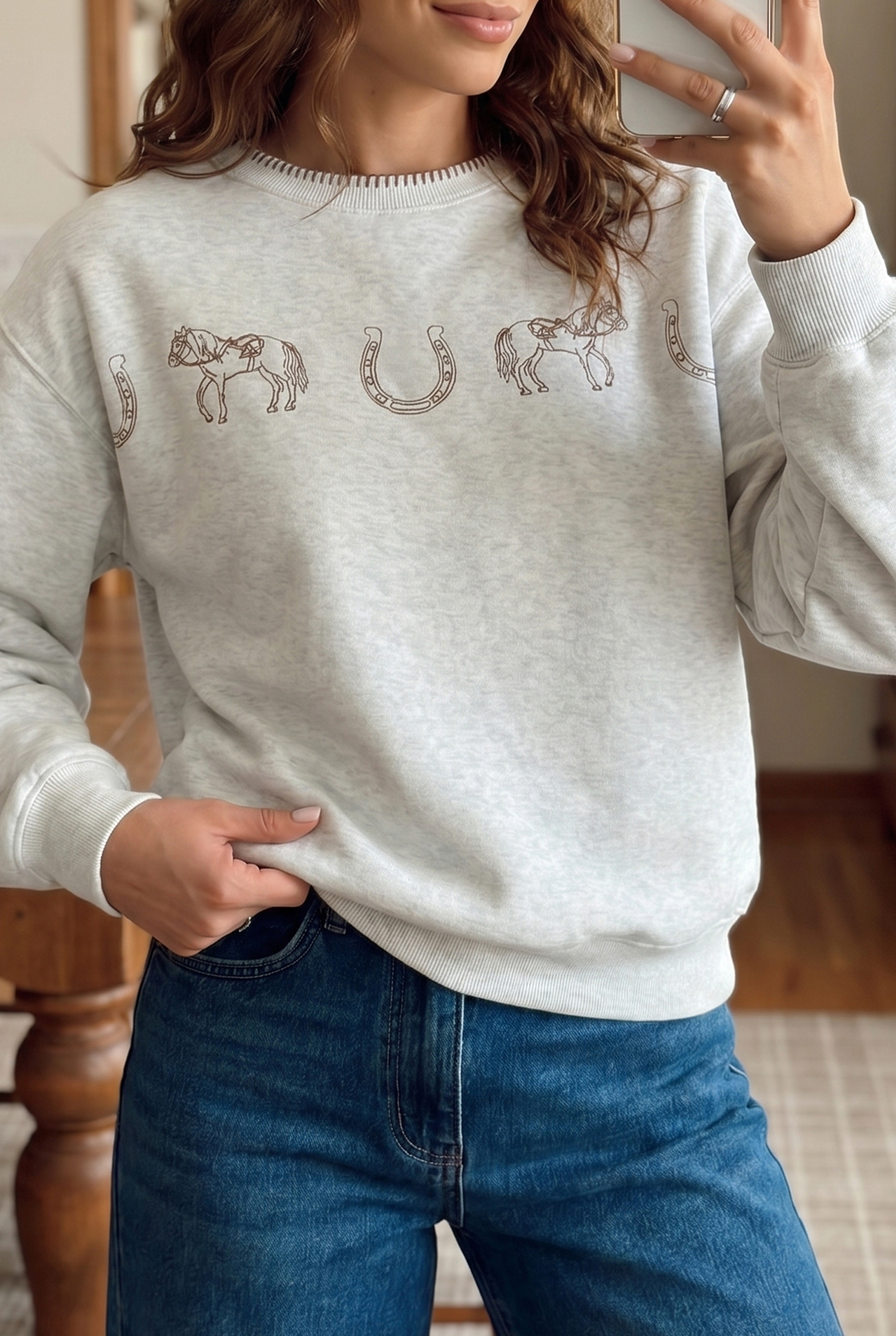 Cozy Cotton Blend Sweatshirt, Women's Western Pullover - Detail View 9 Cozy Cotton Blend Sweatshirt, Women's Western Pullover - Detail View 9