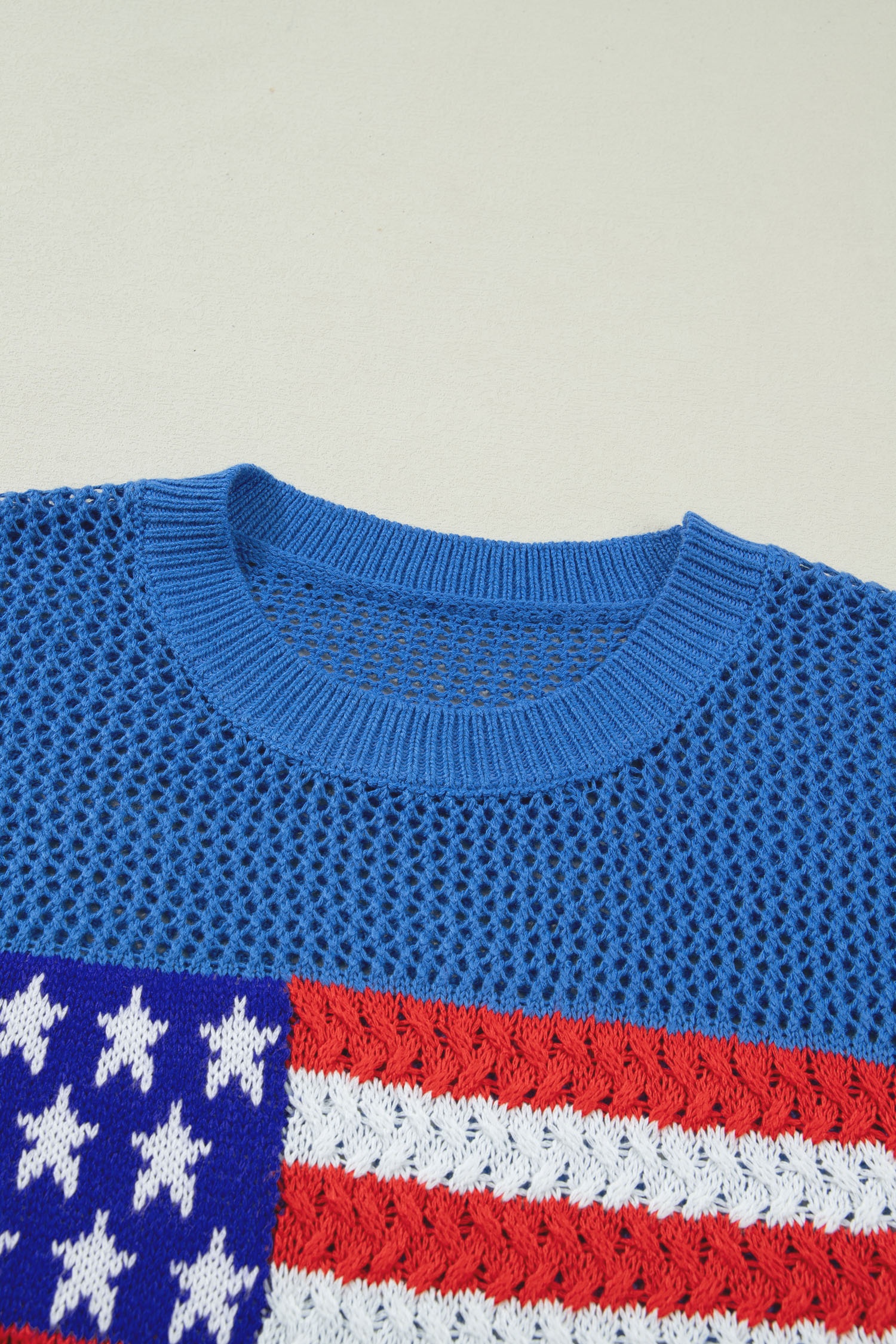 Sky Blue Flag Graphic Short Sleeve Sweater – Casual Summer Top for Women, Perfect for Daily Wear - Detail View 7 Sky Blue Flag Graphic Short Sleeve Sweater – Casual Summer Top for Women, Perfect for Daily Wear - Detail View 7