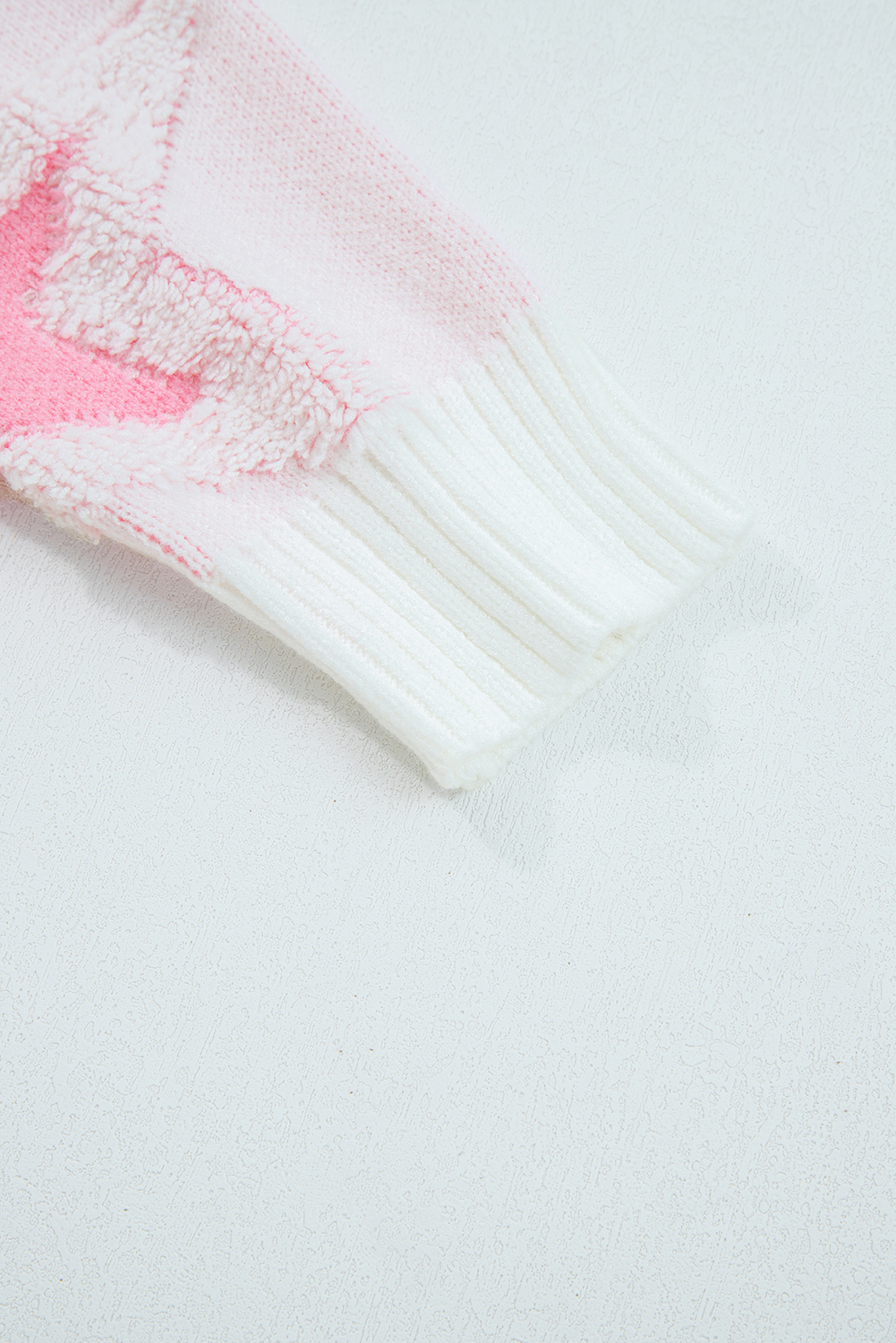 Chic Sachet Pink Ribbed Edge Sweater with Star Print – Perfect for Southern Belle Casual Outfits - Detail View 11 Chic Sachet Pink Ribbed Edge Sweater with Star Print – Perfect for Southern Belle Casual Outfits - Detail View 11