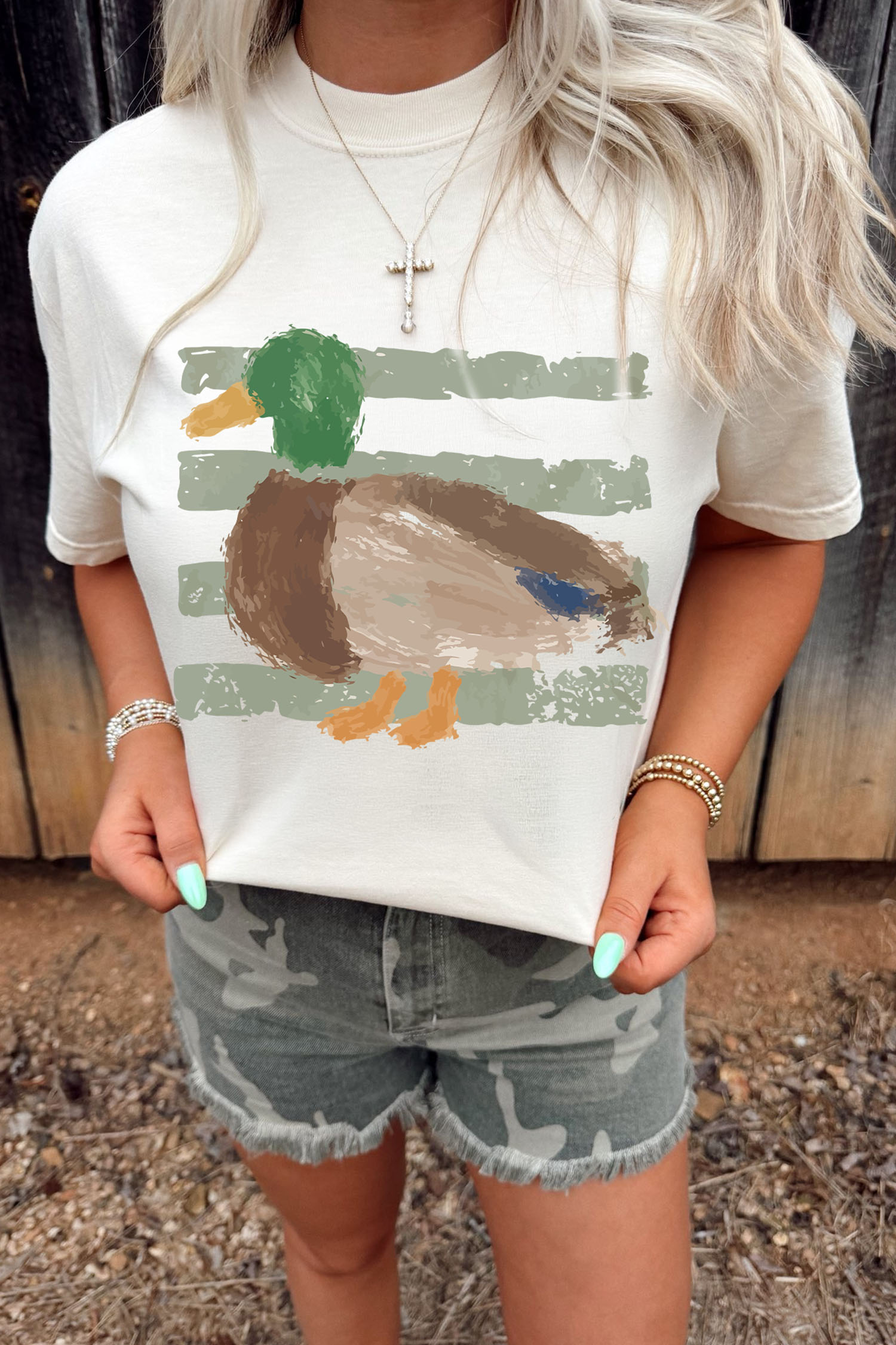 Women's Casual Western Duck T-Shirt – Short Sleeve Tee - Detail View 6 Women's Casual Western Duck T-Shirt – Short Sleeve Tee - Detail View 6