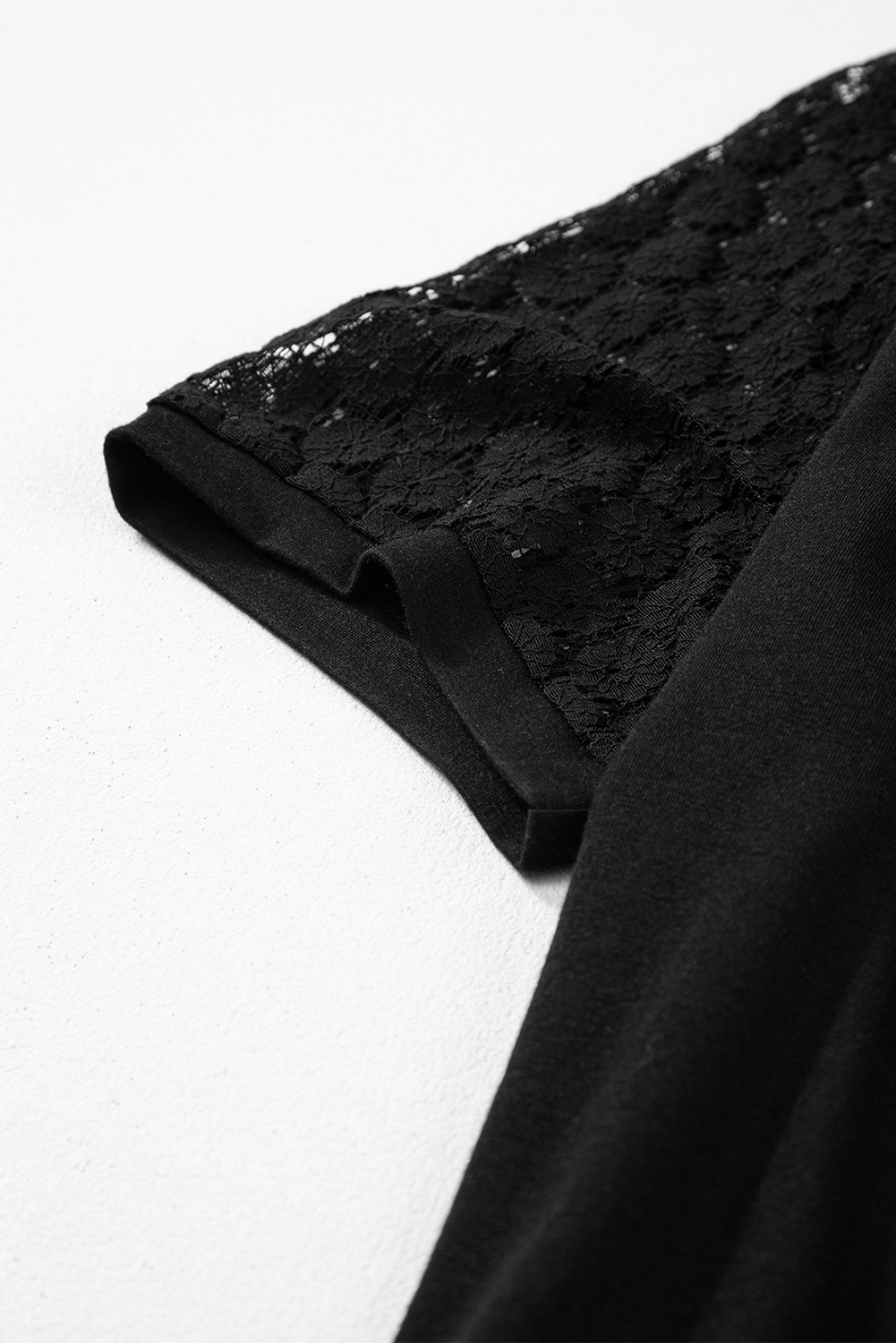 Casual Black T-Shirt Style Dress - Lightweight and Stretchy for Daily Wear - Detail View 15 Casual Black T-Shirt Style Dress - Lightweight and Stretchy for Daily Wear - Detail View 15