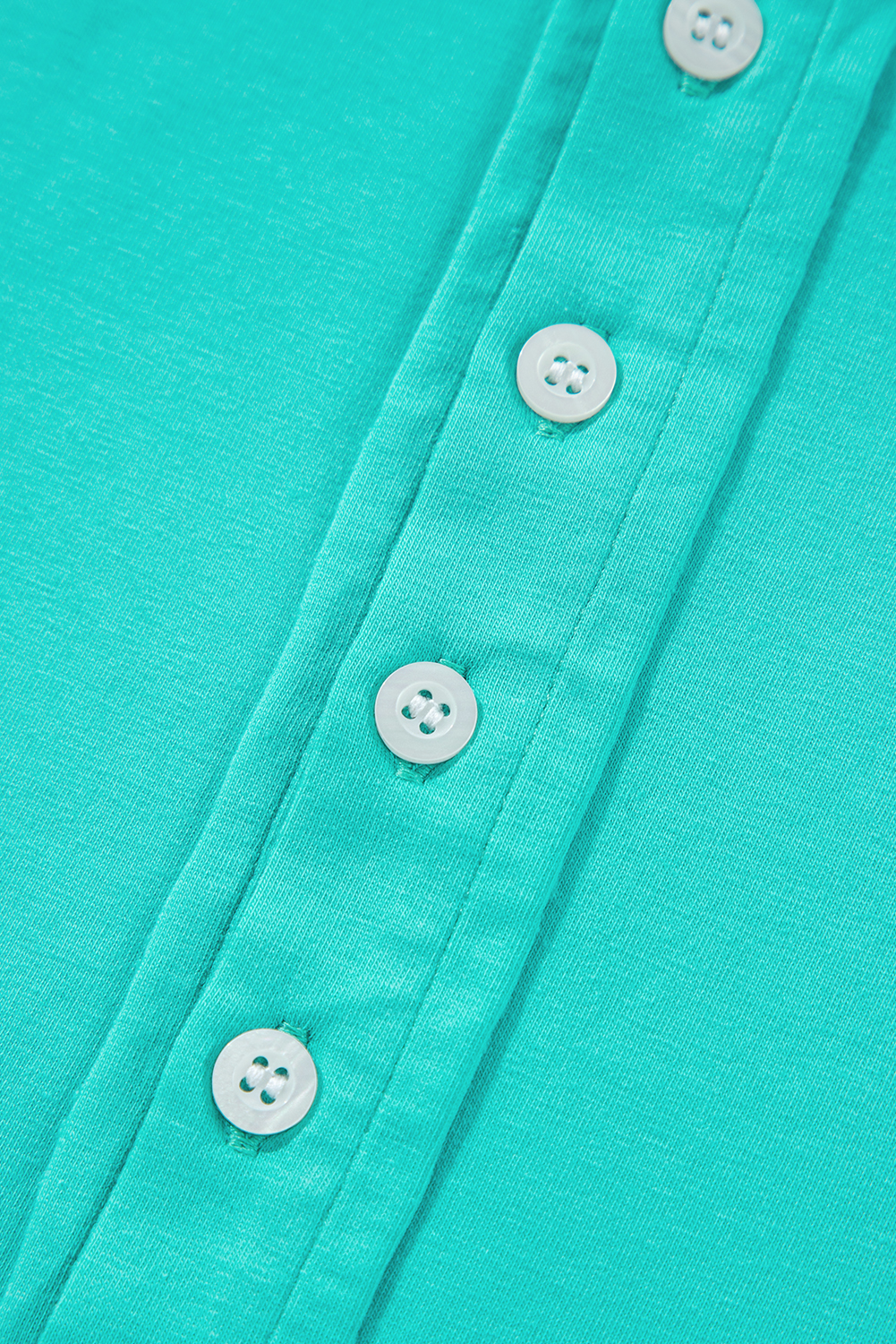 Women's Mint Green Solid Color Half Sleeve Button Henley Top - Detail View 17 Women's Mint Green Solid Color Half Sleeve Button Henley Top - Detail View 17