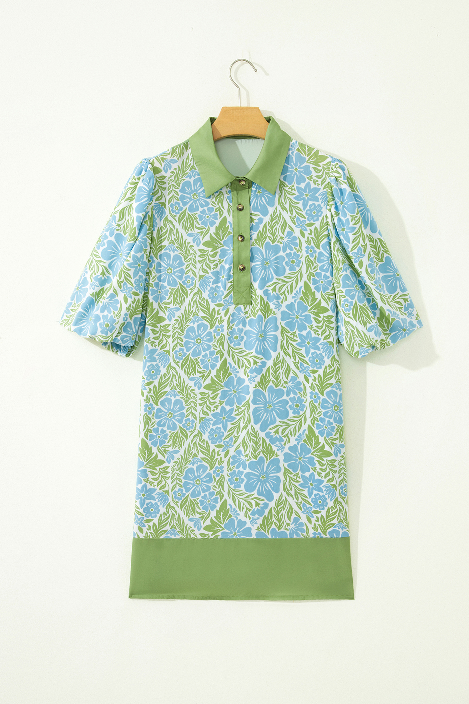 Chic Floral Shirt Collar Mini Dress for Women – Breathable Summer Dress for Daily Wear - Detail View 3 Chic Floral Shirt Collar Mini Dress for Women – Breathable Summer Dress for Daily Wear - Detail View 3
