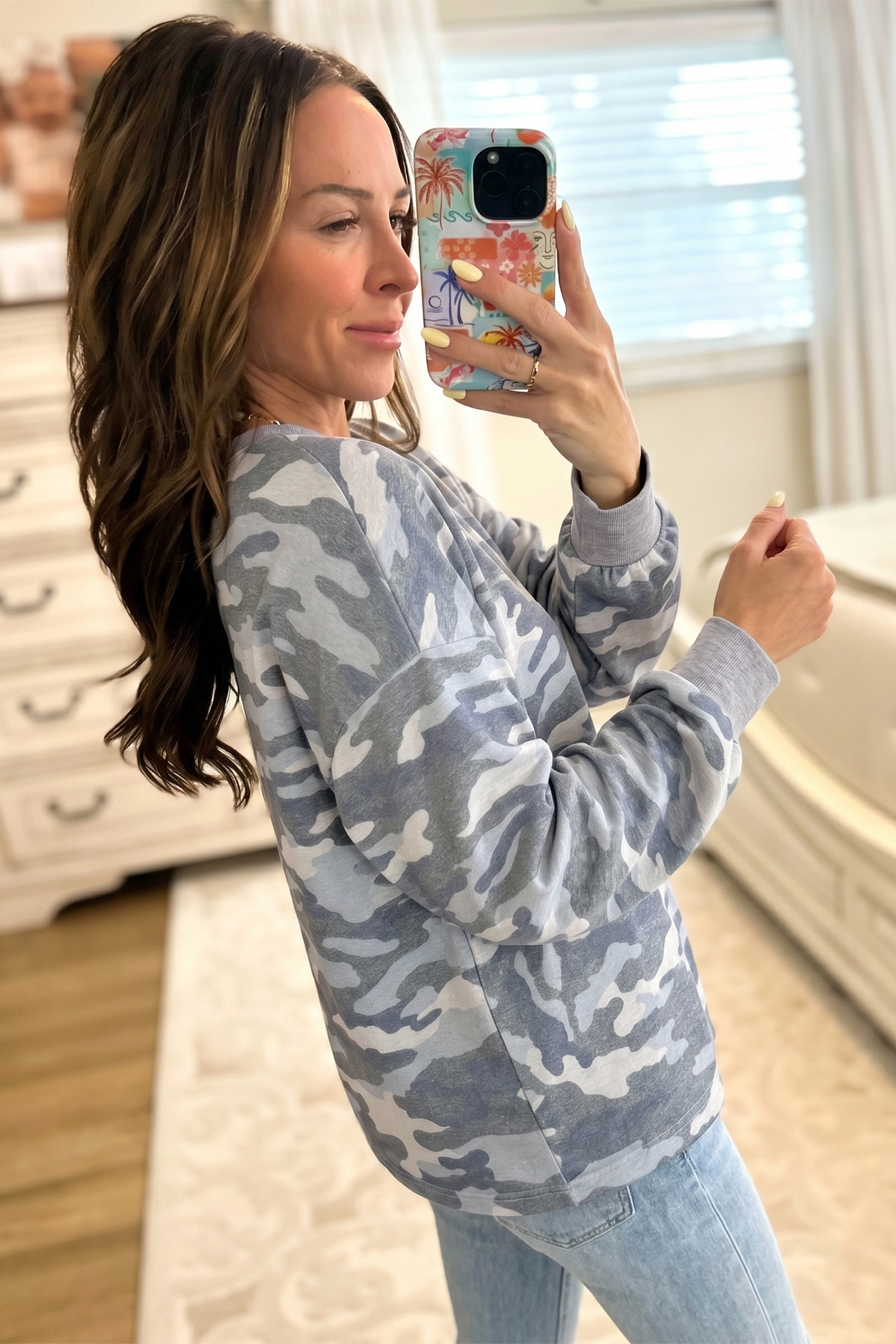 Casual Camo Sweatshirt for Women – Comfortable Round Neck Top - Detail View 14 Casual Camo Sweatshirt for Women – Comfortable Round Neck Top - Detail View 14