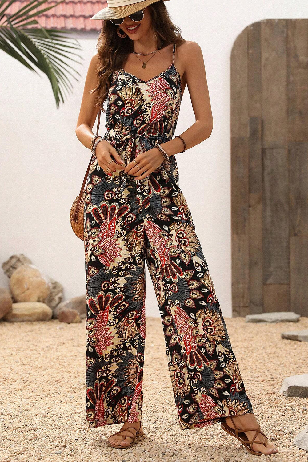 Comfortable Wide Leg Sleeveless Romper - Perfect for Vacation and Daily Wear - Detail View 11 Comfortable Wide Leg Sleeveless Romper - Perfect for Vacation and Daily Wear - Detail View 11