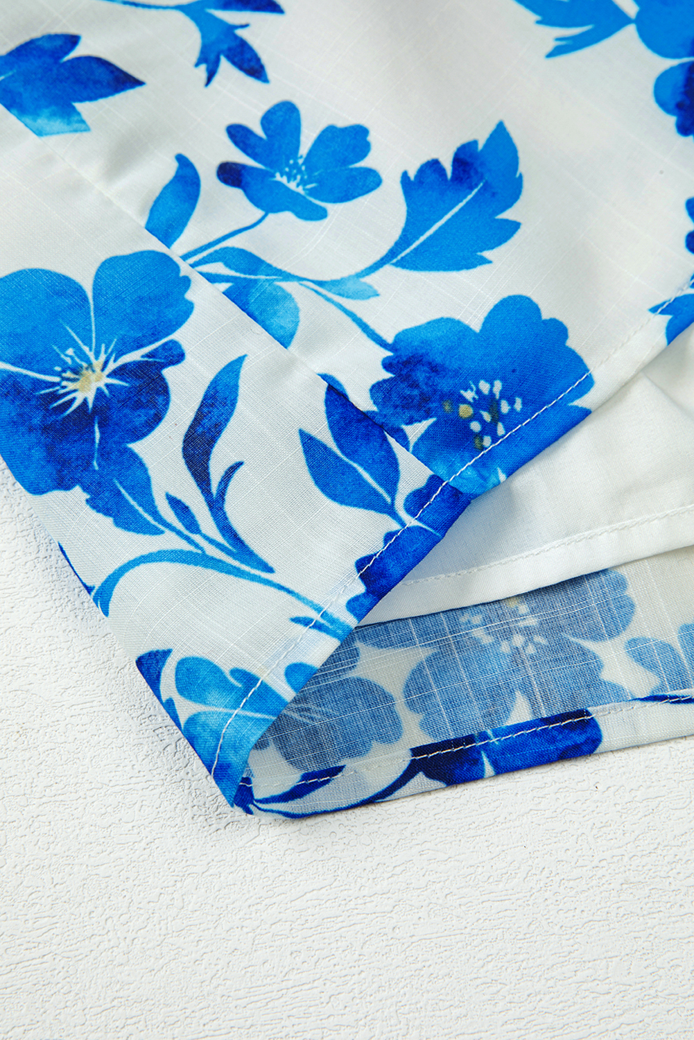 Women's Blouse, Blue Floral, Long Sleeve, Lace-up, V Neck, Casual Style, Spring Fashion, Daily Wear, Comfortable Top, Shift Silhouette, Floral Pattern, Elegant Look - Detail View 8 Women's Blouse, Blue Floral, Long Sleeve, Lace-up, V Neck, Casual Style, Spring Fashion, Daily Wear, Comfortable Top, Shift Silhouette, Floral Pattern, Elegant Look - Detail View 8