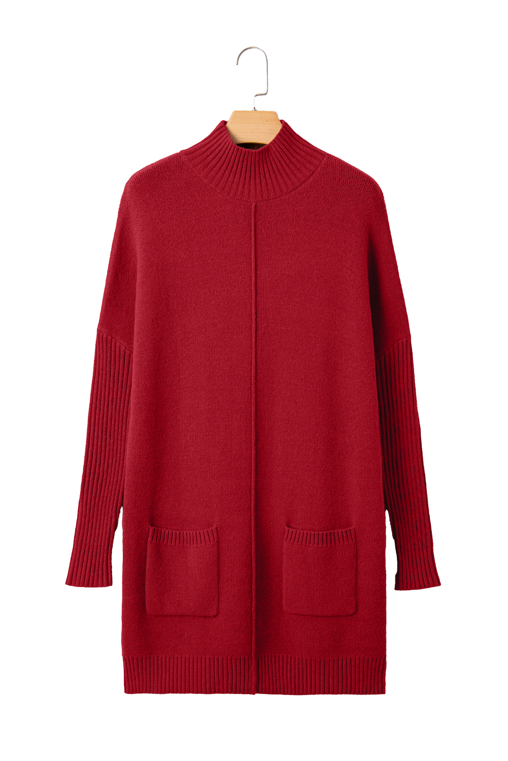 Cozy Fiery Red High Neck Long Sleeve Sweater Dress for Women – Winter Casual Style - Detail View 20 Cozy Fiery Red High Neck Long Sleeve Sweater Dress for Women – Winter Casual Style - Detail View 20
