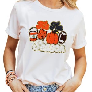 Women's White 'Tis The Season Pumpkin Spice Latte Lover Graphic Crewneck T-Shirt - Main View