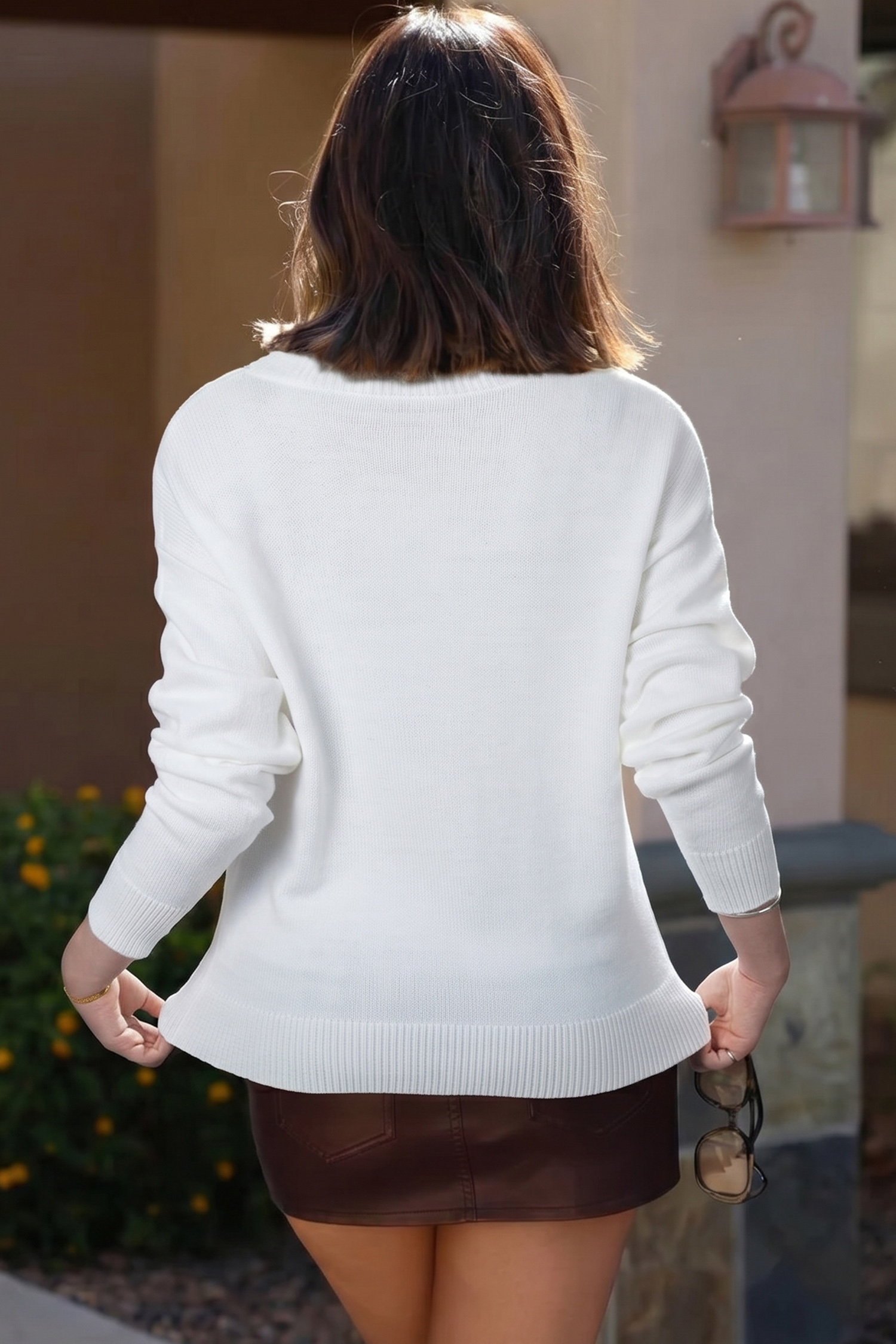 Women's Fall Pullover Sweater, Soft Drop Shoulder Knit - Detail View 15 Women's Fall Pullover Sweater, Soft Drop Shoulder Knit - Detail View 15