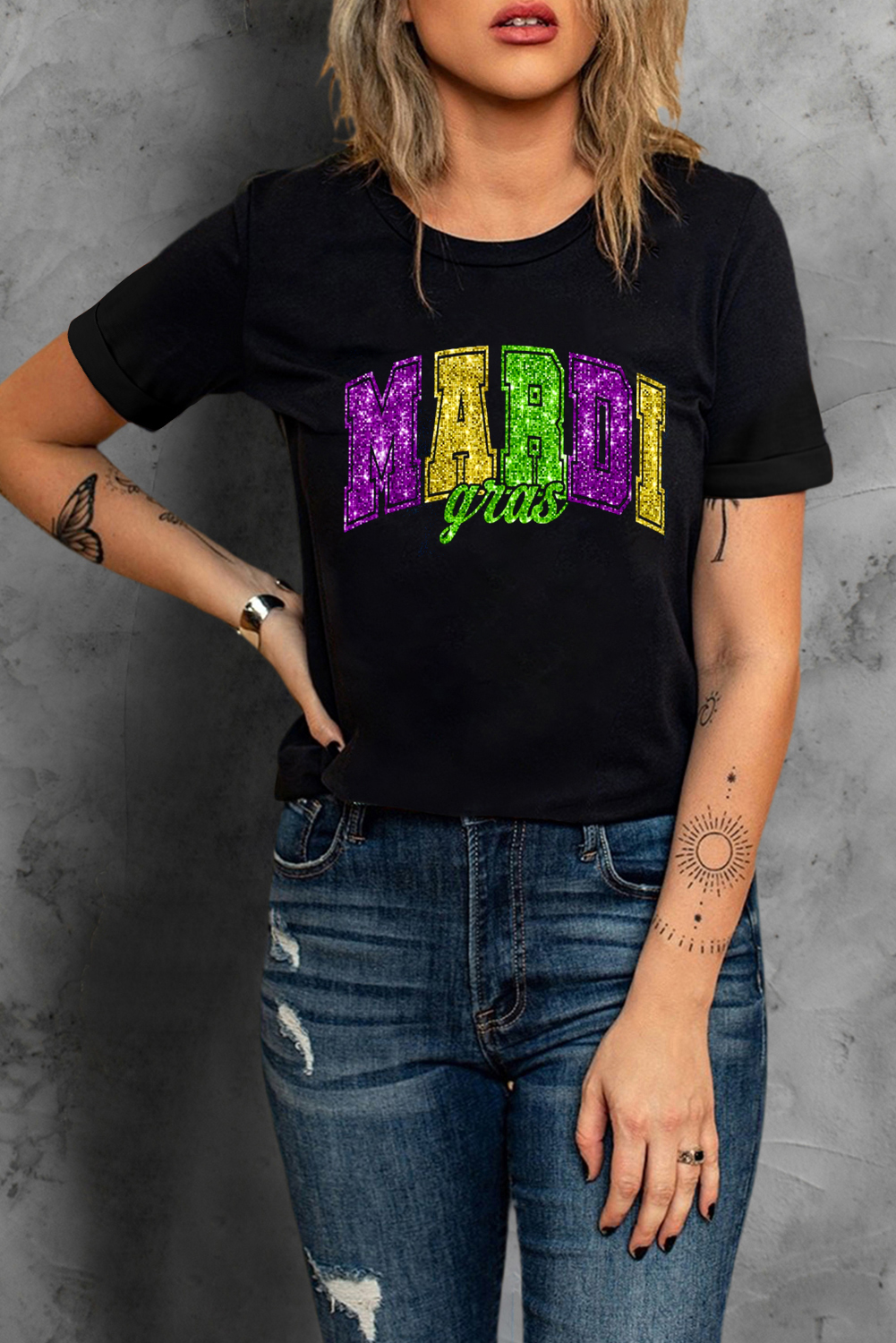 Stylish Women's Mardi Gras T-Shirt - Perfect for Carnival Celebrations - Detail View 7 Stylish Women's Mardi Gras T-Shirt - Perfect for Carnival Celebrations - Detail View 7