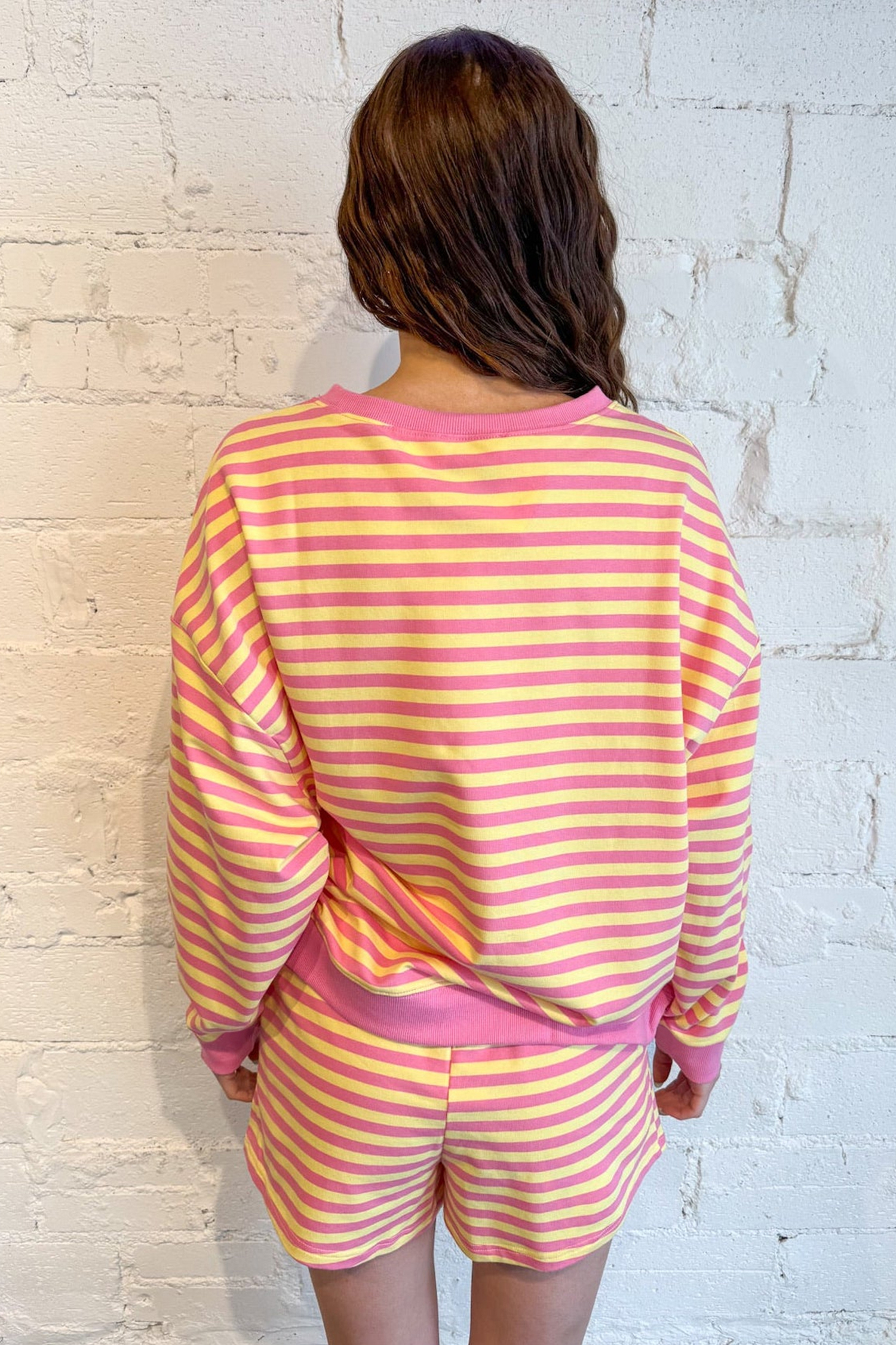 Yellow Striped Two-Piece Set – Women's Long Sleeve Casual Wear - Detail View 5 Yellow Striped Two-Piece Set – Women's Long Sleeve Casual Wear - Detail View 5