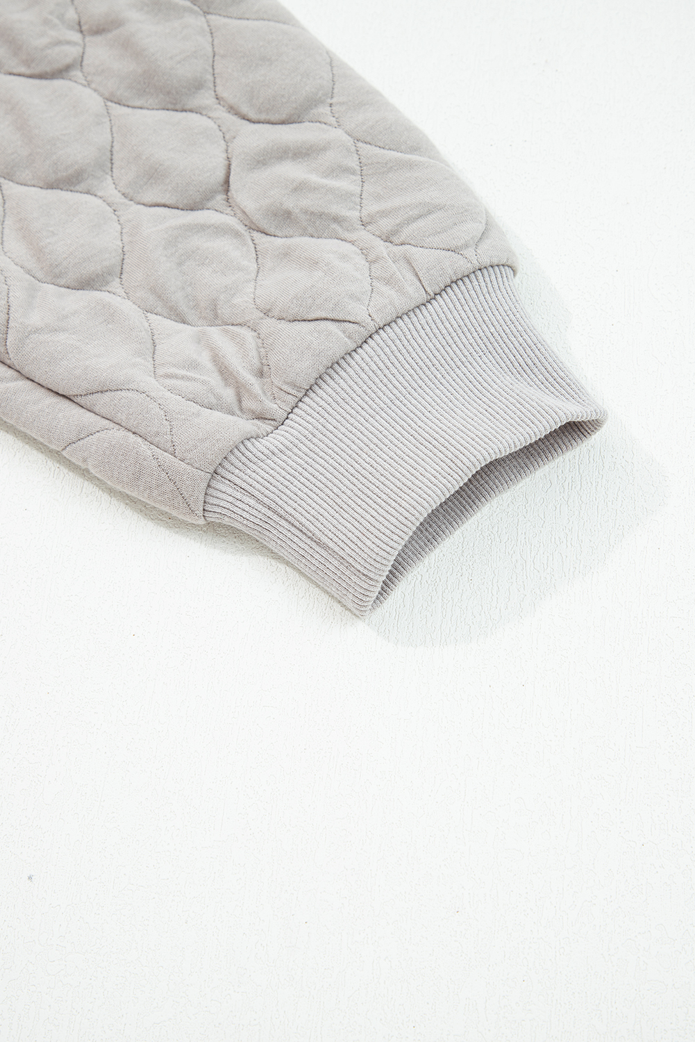 Women's Casual Gray Padded Hoodie – Quilted Quarter Zip Design for Everyday Comfort - Detail View 8 Women's Casual Gray Padded Hoodie – Quilted Quarter Zip Design for Everyday Comfort - Detail View 8