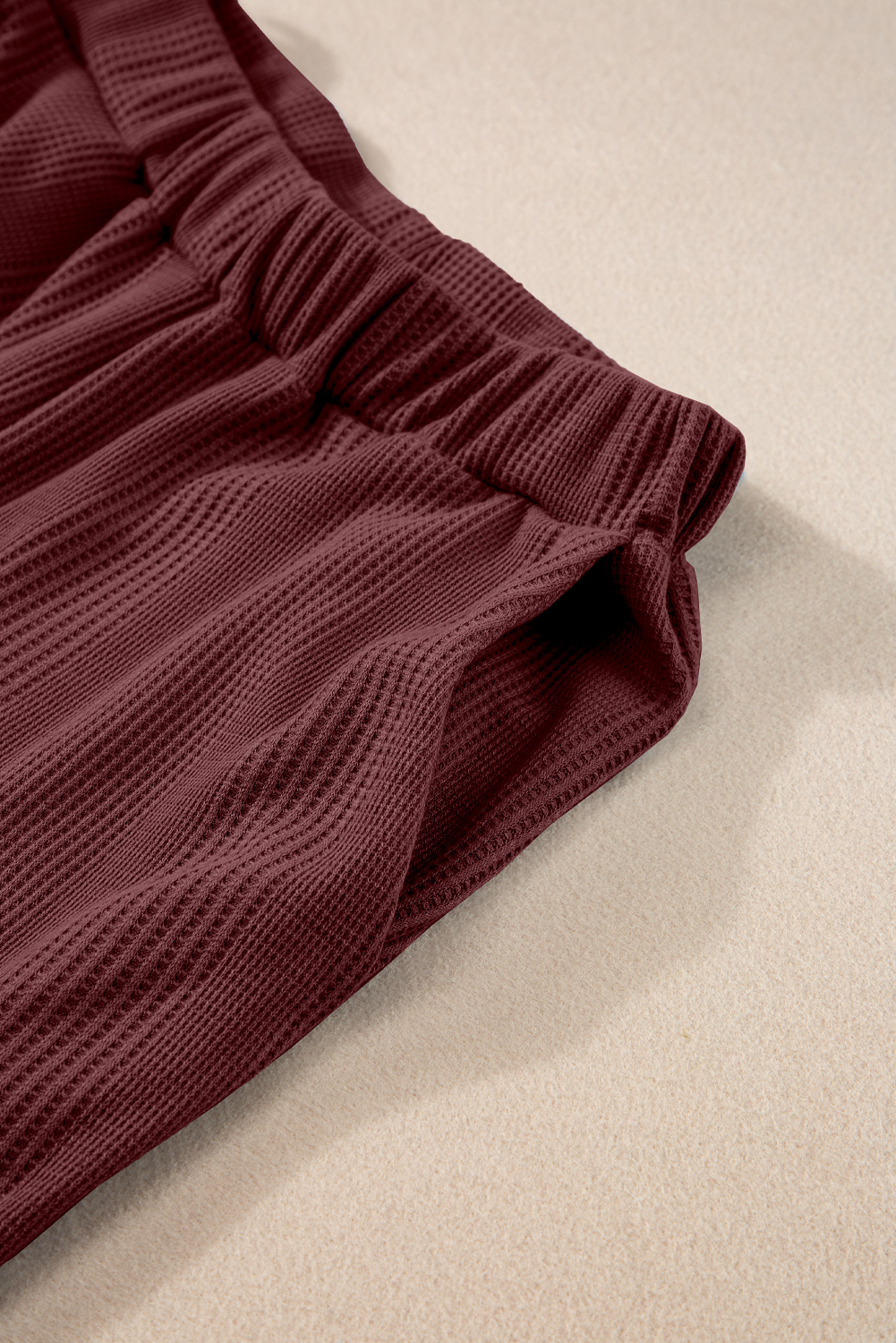 Women's Two Piece Set, Red Dahlia, Ribbed Texture, Ruffle Tank Top, High Waist Pants, Casual Wear, Daily Outfit, Sleeveless Top, Wide Leg Pants, Solid Color, Summer Fashion, Comfortable Loungewear, Easy Layering, Feminine Style - Detail View 12 Women's Two Piece Set, Red Dahlia, Ribbed Texture, Ruffle Tank Top, High Waist Pants, Casual Wear, Daily Outfit, Sleeveless Top, Wide Leg Pants, Solid Color, Summer Fashion, Comfortable Loungewear, Easy Layering, Feminine Style - Detail View 12