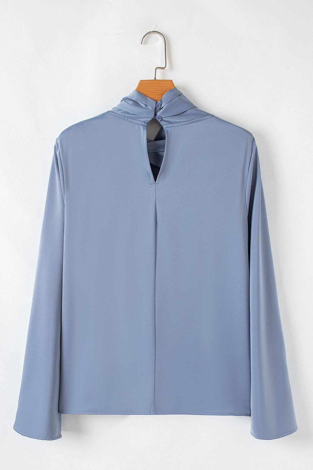 Sophisticated Mock Neck Blouse, Chic Drape Front Dressy Top - Detail View 8 Sophisticated Mock Neck Blouse, Chic Drape Front Dressy Top - Detail View 8