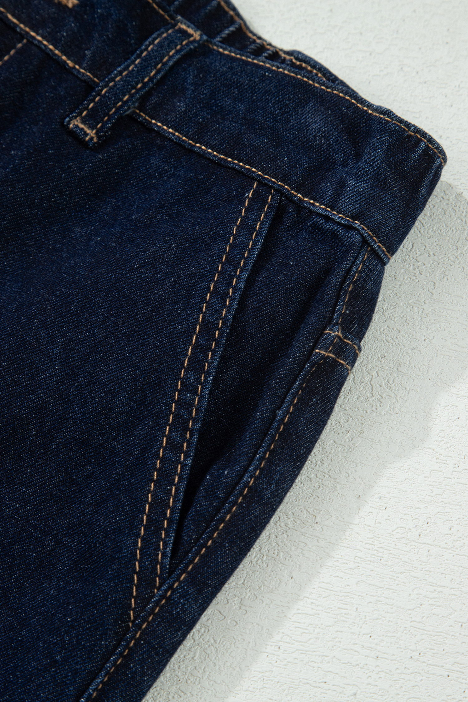 Casual Navy Blue Embroidered Denim Shorts – Relaxed Fit with Scalloped Hem for Daily Wear - Detail View 9 Casual Navy Blue Embroidered Denim Shorts – Relaxed Fit with Scalloped Hem for Daily Wear - Detail View 9