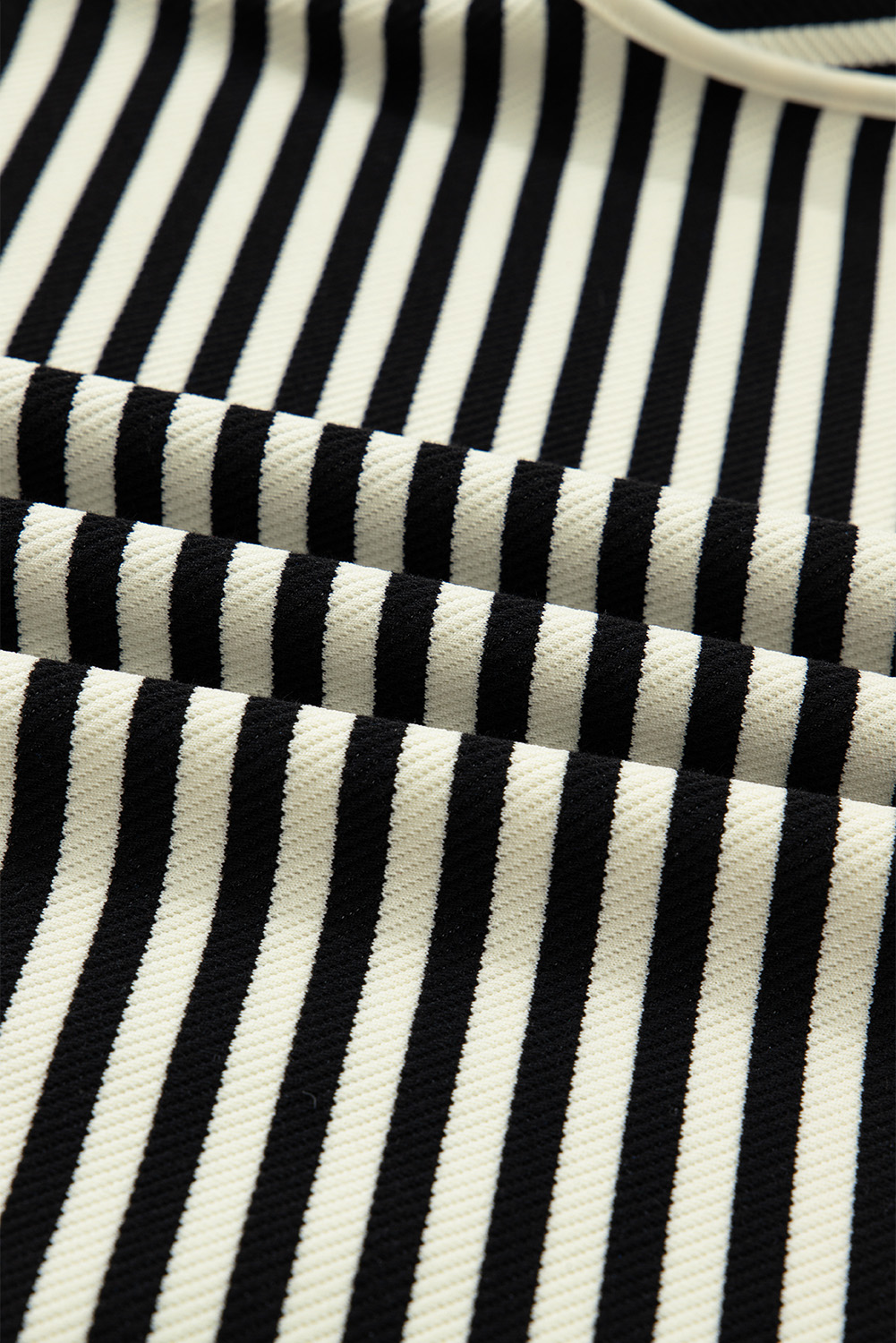 Casual Black Striped Two-Piece Dress Set for Women – Drop Shoulder & Drawstring - Detail View 17 Casual Black Striped Two-Piece Dress Set for Women – Drop Shoulder & Drawstring - Detail View 17