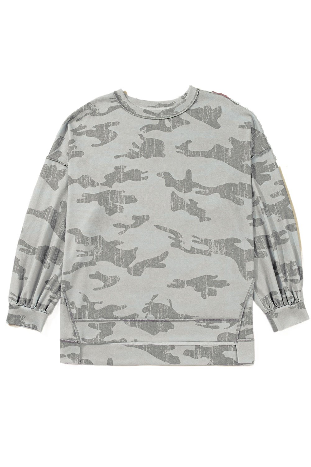 Plus Size Women's Multicolour Camouflage Sweatshirt – Casual Round Neck Design for Daily Wear - Main View Plus Size Women's Multicolour Camouflage Sweatshirt – Casual Round Neck Design for Daily Wear - Main View