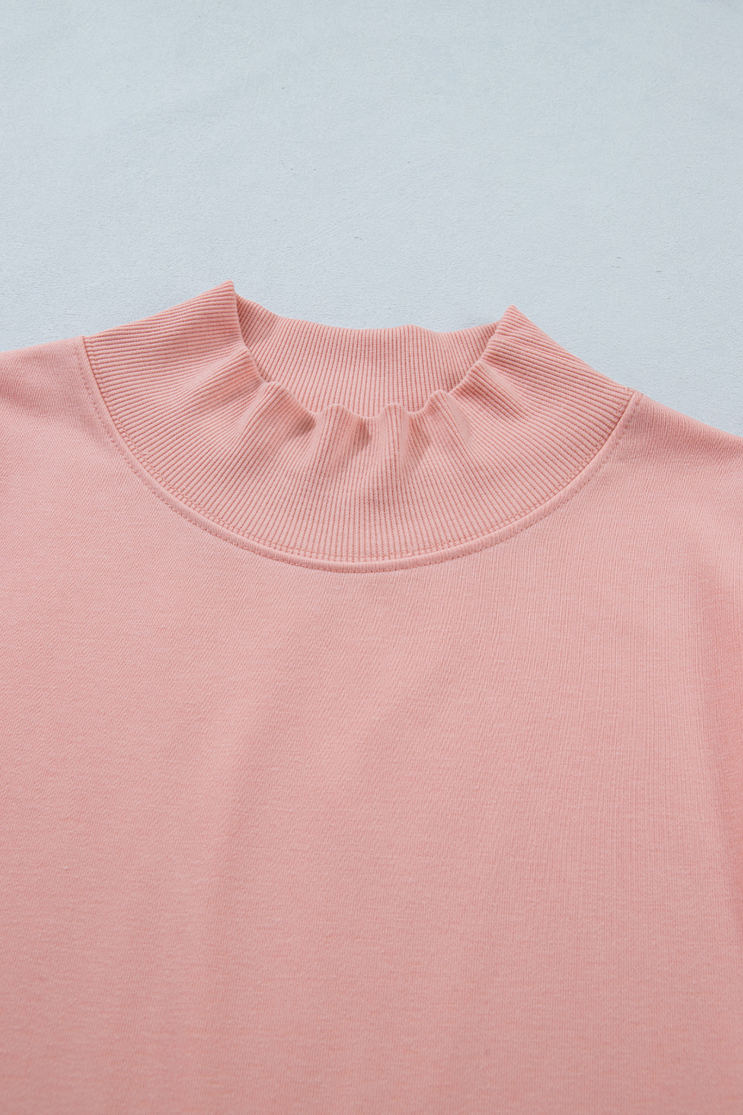 Modern Casual Pink Shift Top for Women – High Neck Short Sleeve Blouse with Pocket - Detail View 8 Modern Casual Pink Shift Top for Women – High Neck Short Sleeve Blouse with Pocket - Detail View 8
