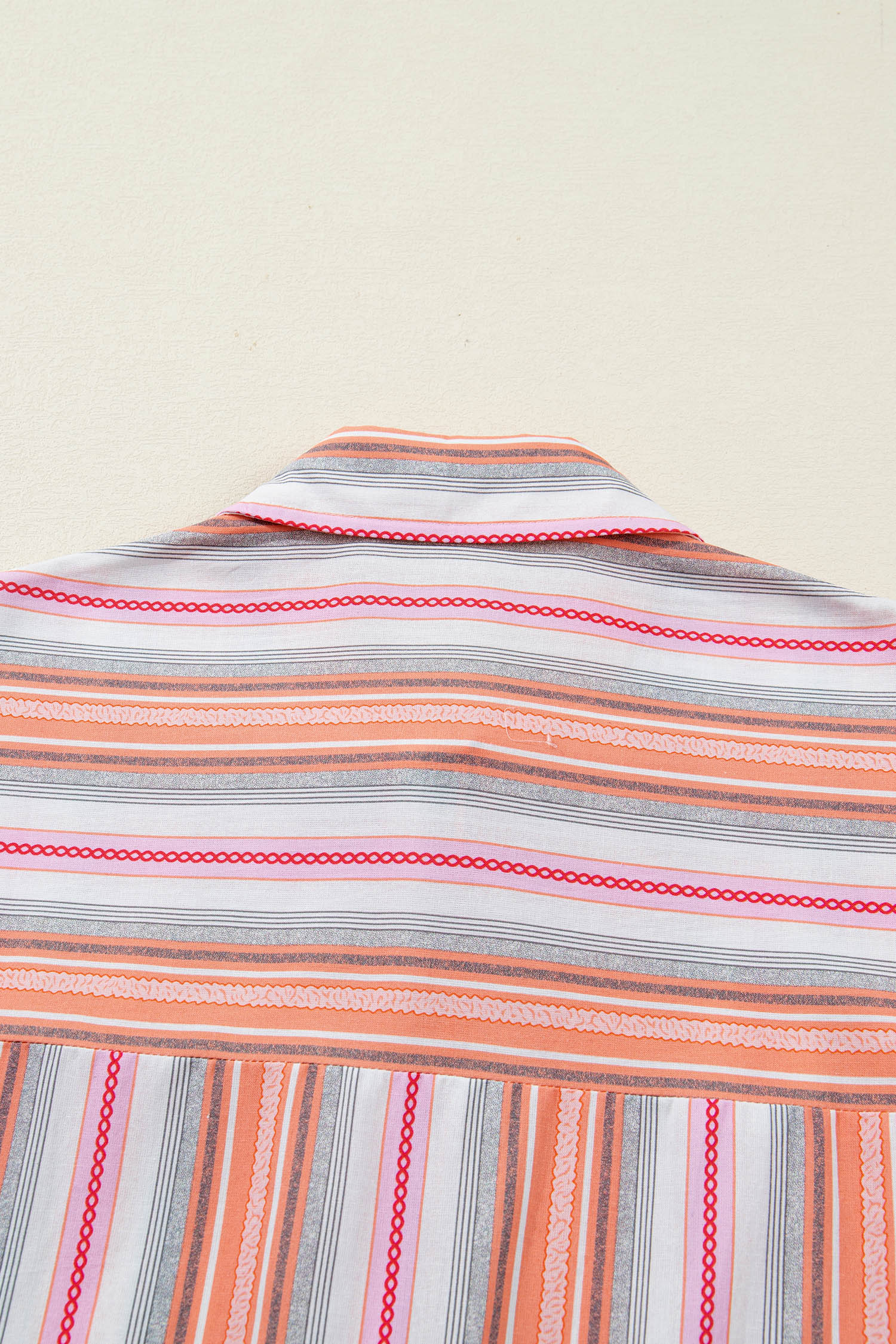 Chic Pink Stripe Button-Up Shirt for Women – Ideal for Everyday Outfits and Summer Outings - Detail View 8 Chic Pink Stripe Button-Up Shirt for Women – Ideal for Everyday Outfits and Summer Outings - Detail View 8