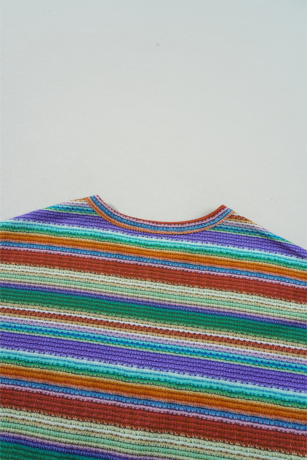Vibrant Striped T-Shirt with Twist Hem - Stylish and Comfortable Summer Top - Detail View 10 Vibrant Striped T-Shirt with Twist Hem - Stylish and Comfortable Summer Top - Detail View 10
