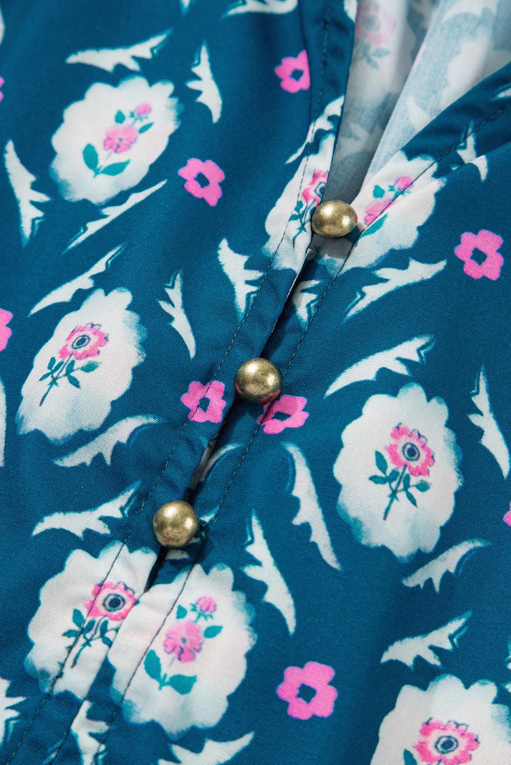 Chic Split Neck A-Line Dress: Playful Ruffle Sleeves and Vintage Floral Design - Detail View 22 Chic Split Neck A-Line Dress: Playful Ruffle Sleeves and Vintage Floral Design - Detail View 22