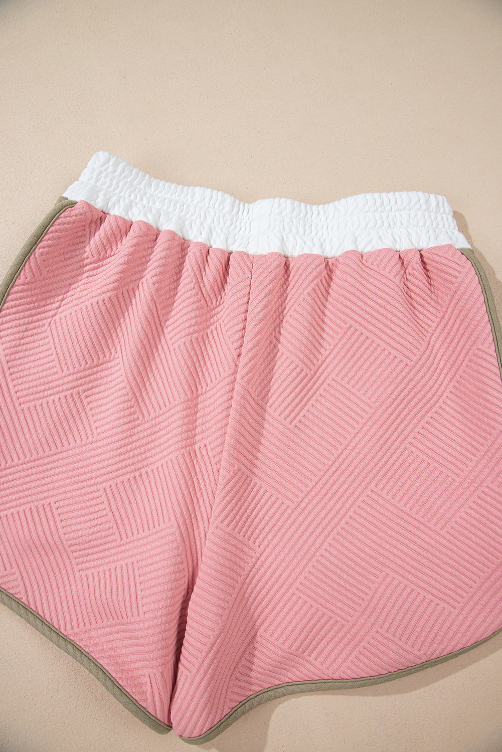 Casual Summer Two-Piece Set: Pink Colorblock Tee with Matching Shorts - Detail View 14 Casual Summer Two-Piece Set: Pink Colorblock Tee with Matching Shorts - Detail View 14
